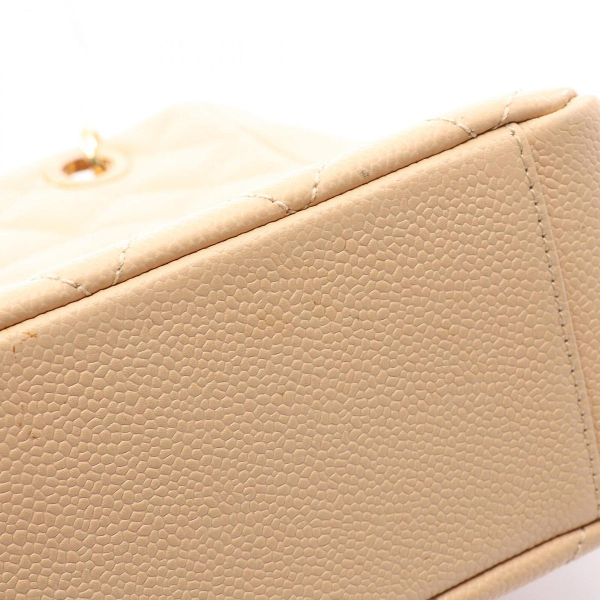 Chanel Beige Grained Calfskin Handbag Tote Bag (Pre-Owned)