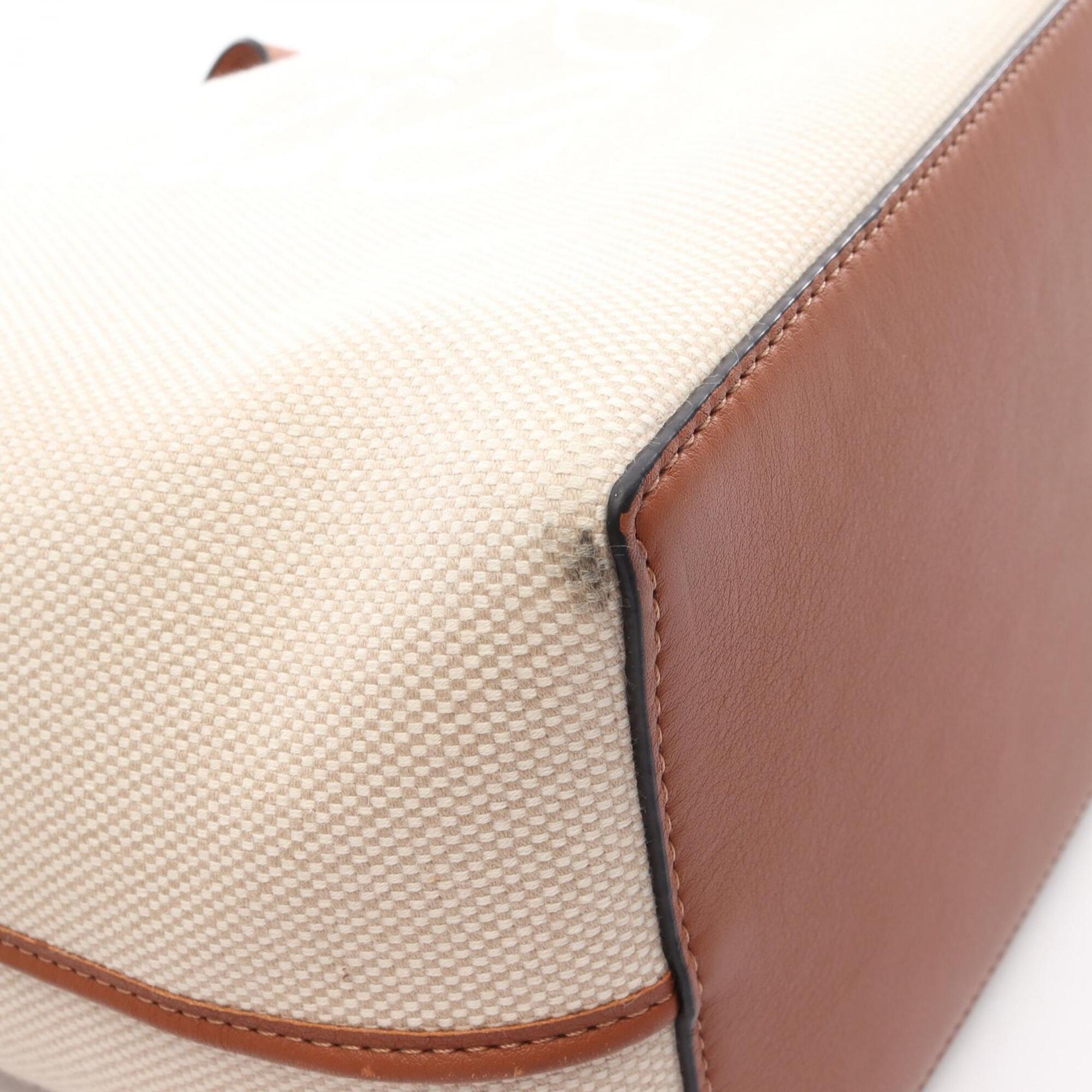 Loewe Beige Brown Canvas Leather Handbag Tote Bag (Pre-Owned)