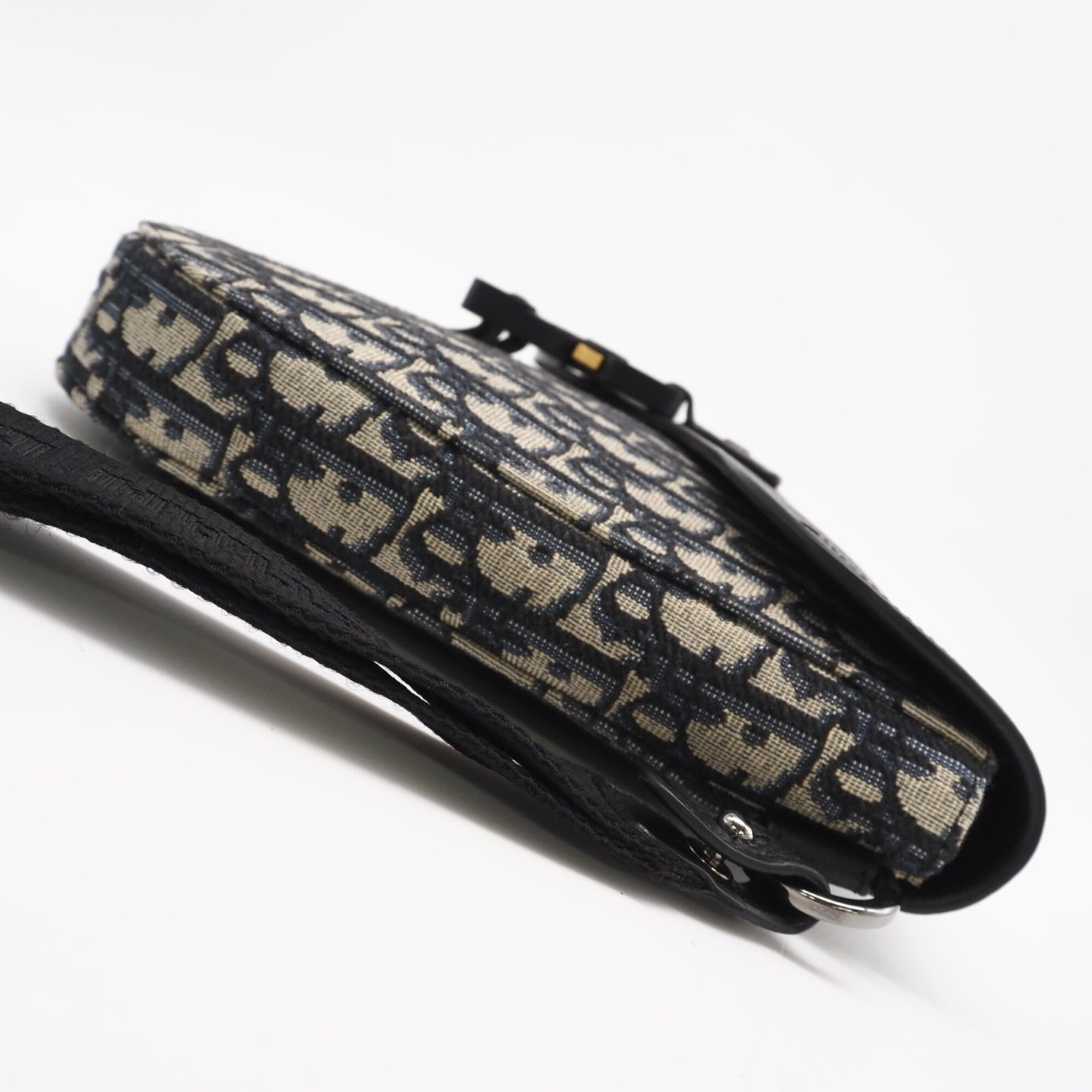 Christian Dior Black Gray Canvas Leather Clutch Bag Pouch (Pre-Owned)