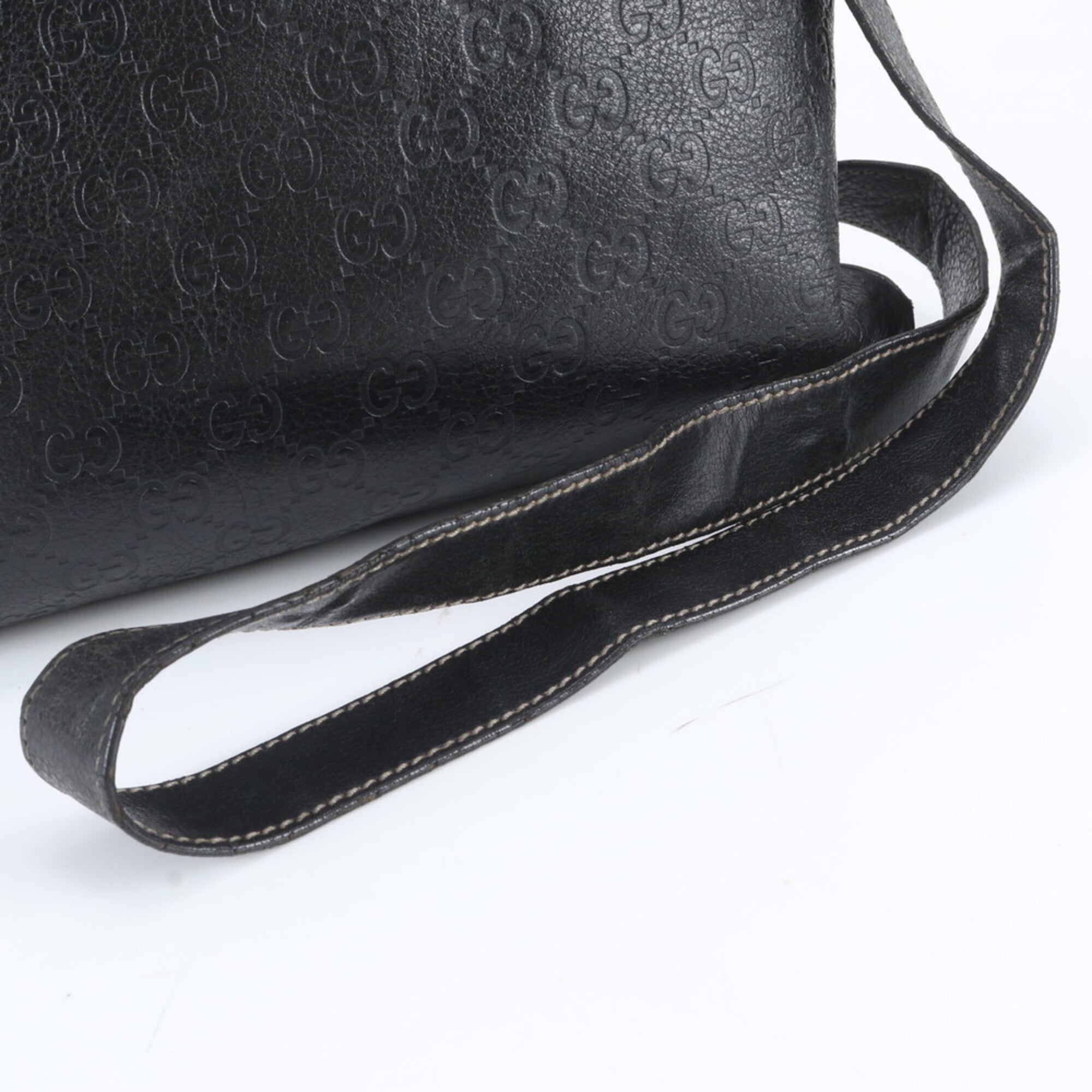 Gucci Black Leather Messenger Bag Shoulder Bag Tote Bag (Pre-Owned)