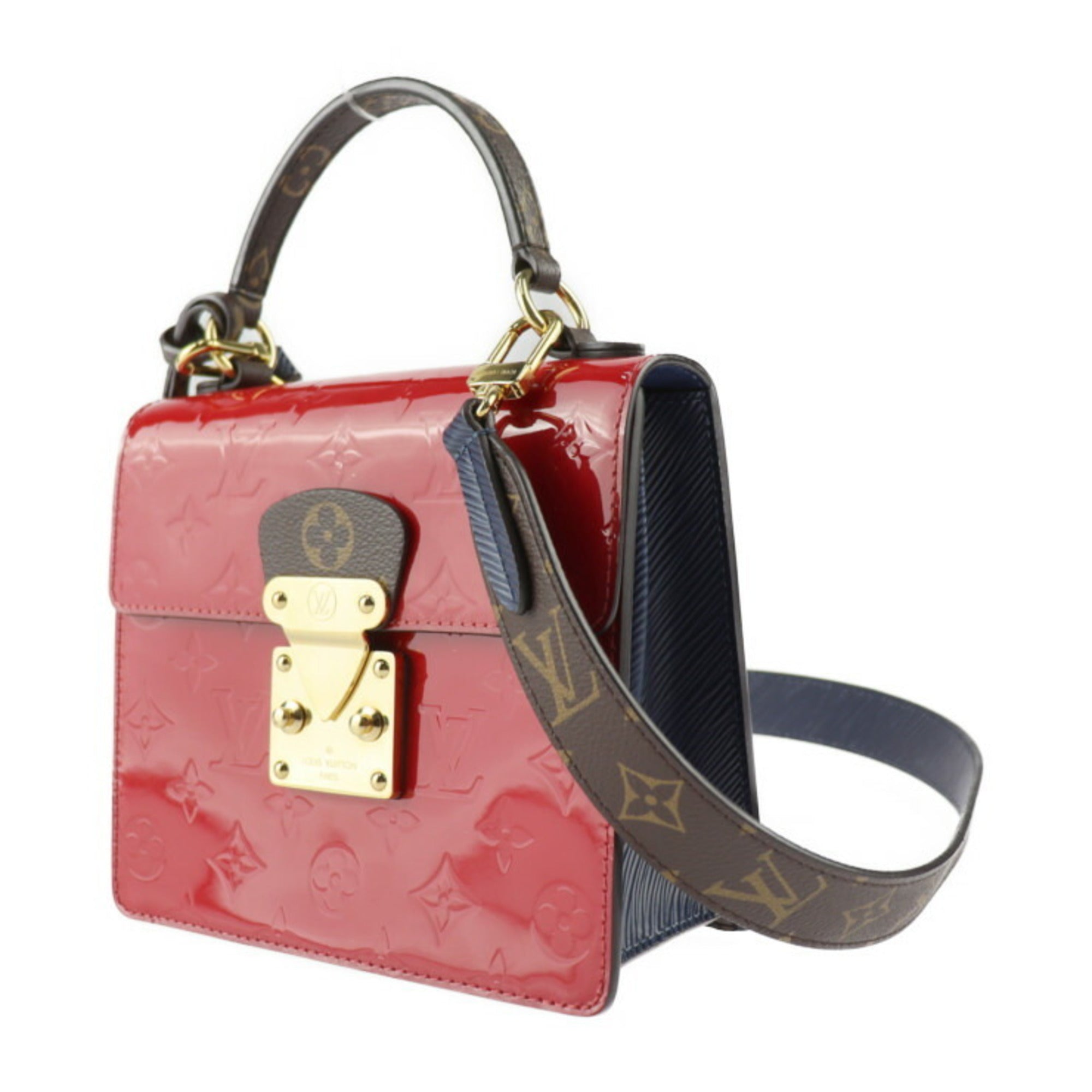 Louis Vuitton Blue Brown Sacrlet Vernis Epi Leather Monogram Handbag Shoulder Bag (Pre-Owned)
