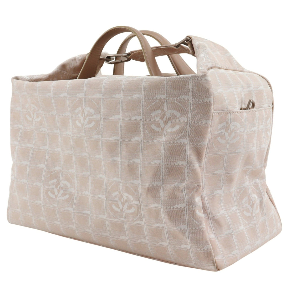 Chanel New Travel Line Beige Nylon Canvas Boston Bag Weekend Bag (Pre-Owned)