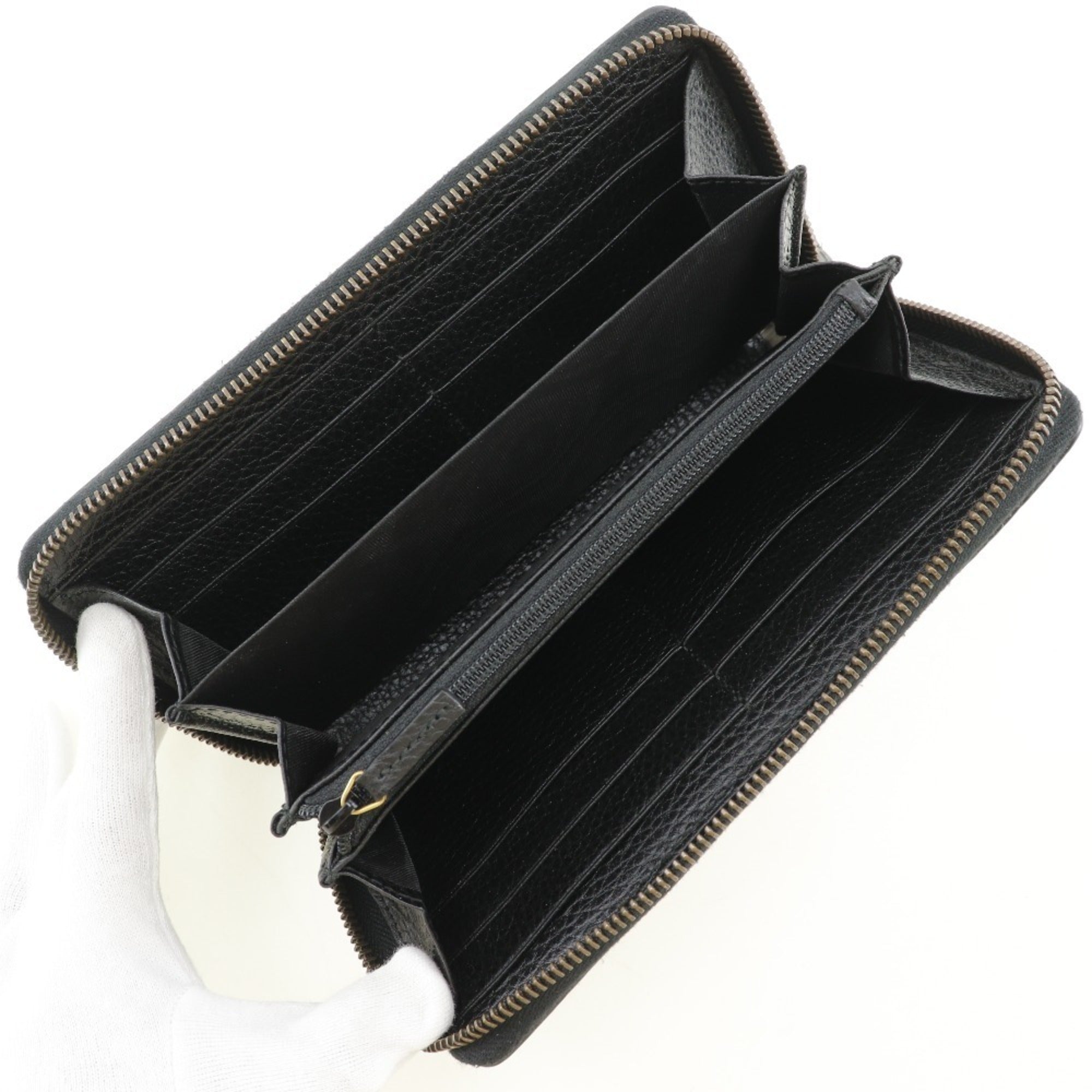 Gucci Black Leather Long Wallet (Bi-Fold) (Pre-Owned)