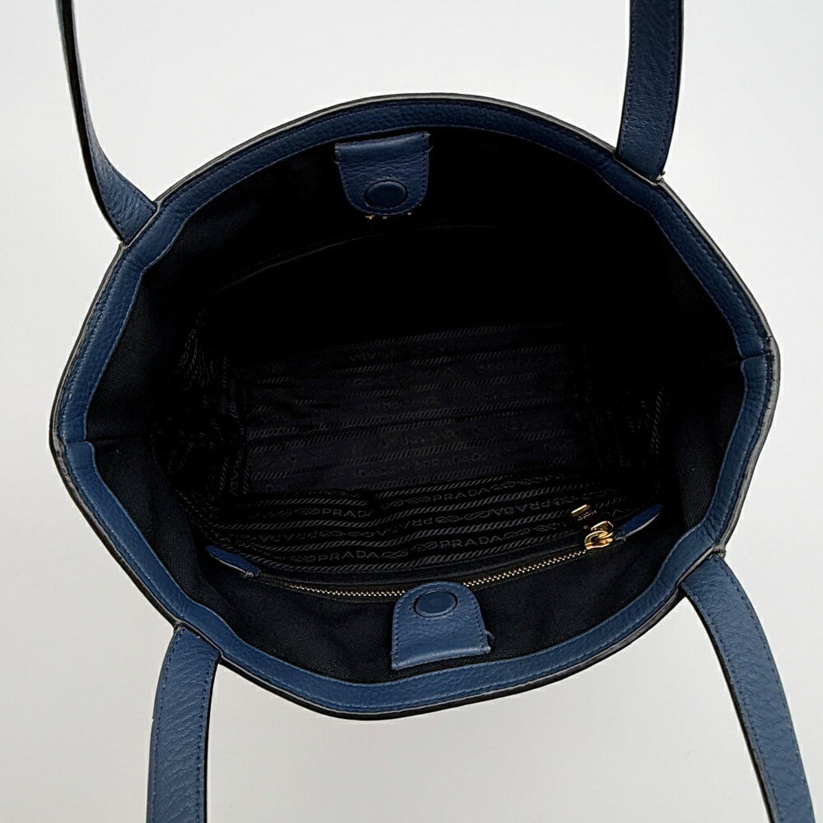Prada Blue Leather Shoulder Bag Tote Bag (Pre-Owned)