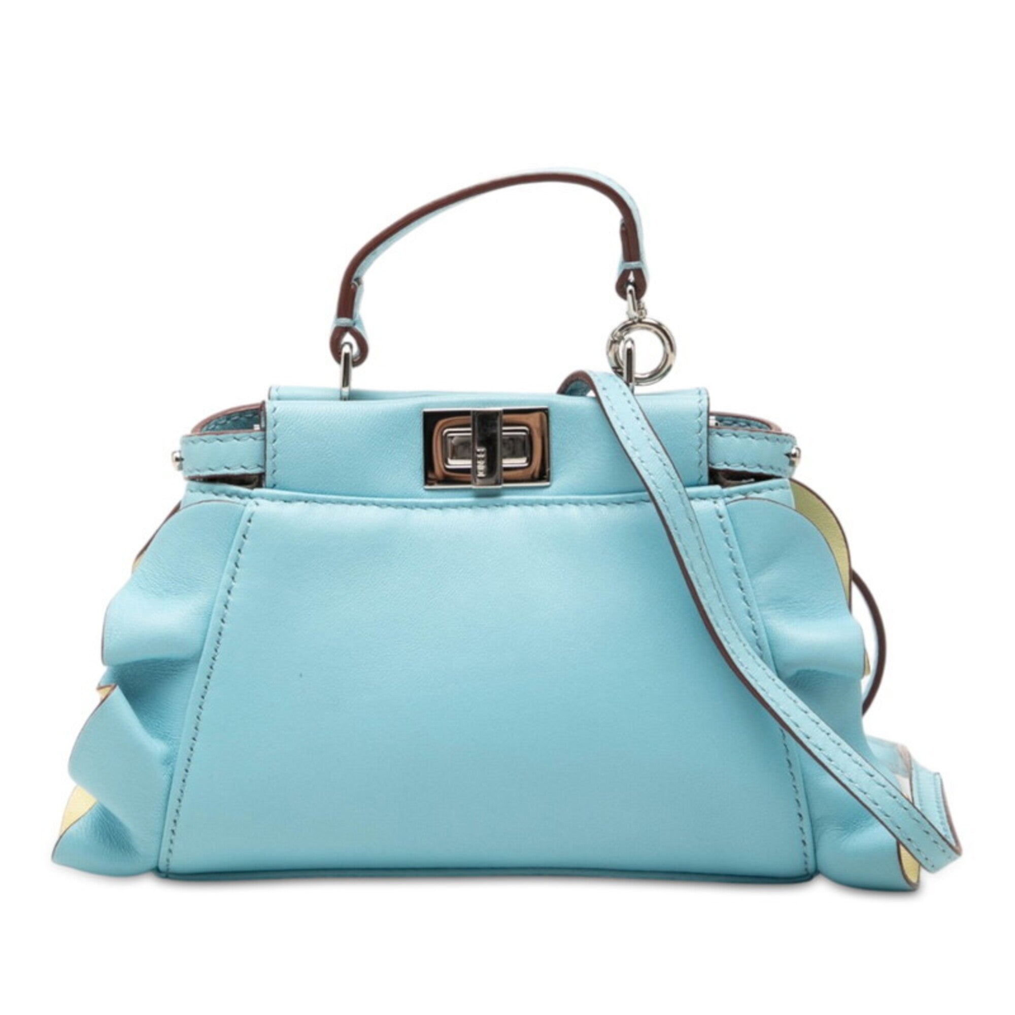 Fendi Blue Leather Handbag Shoulder Bag (Pre-Owned)