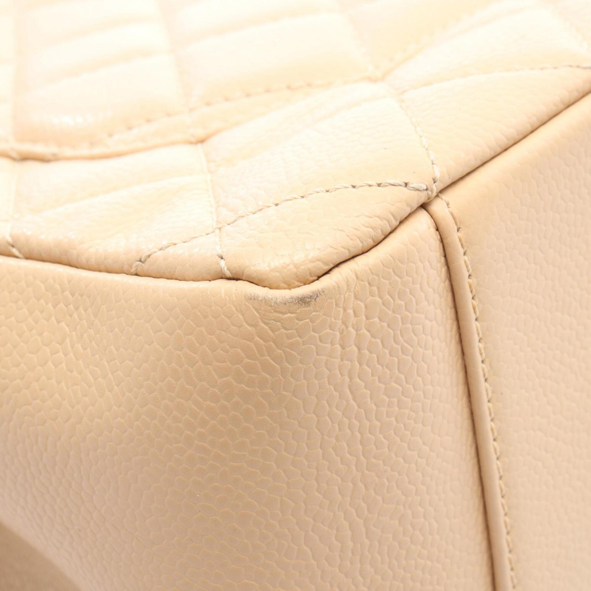 Chanel Beige Grained Calfskin Handbag Tote Bag (Pre-Owned)