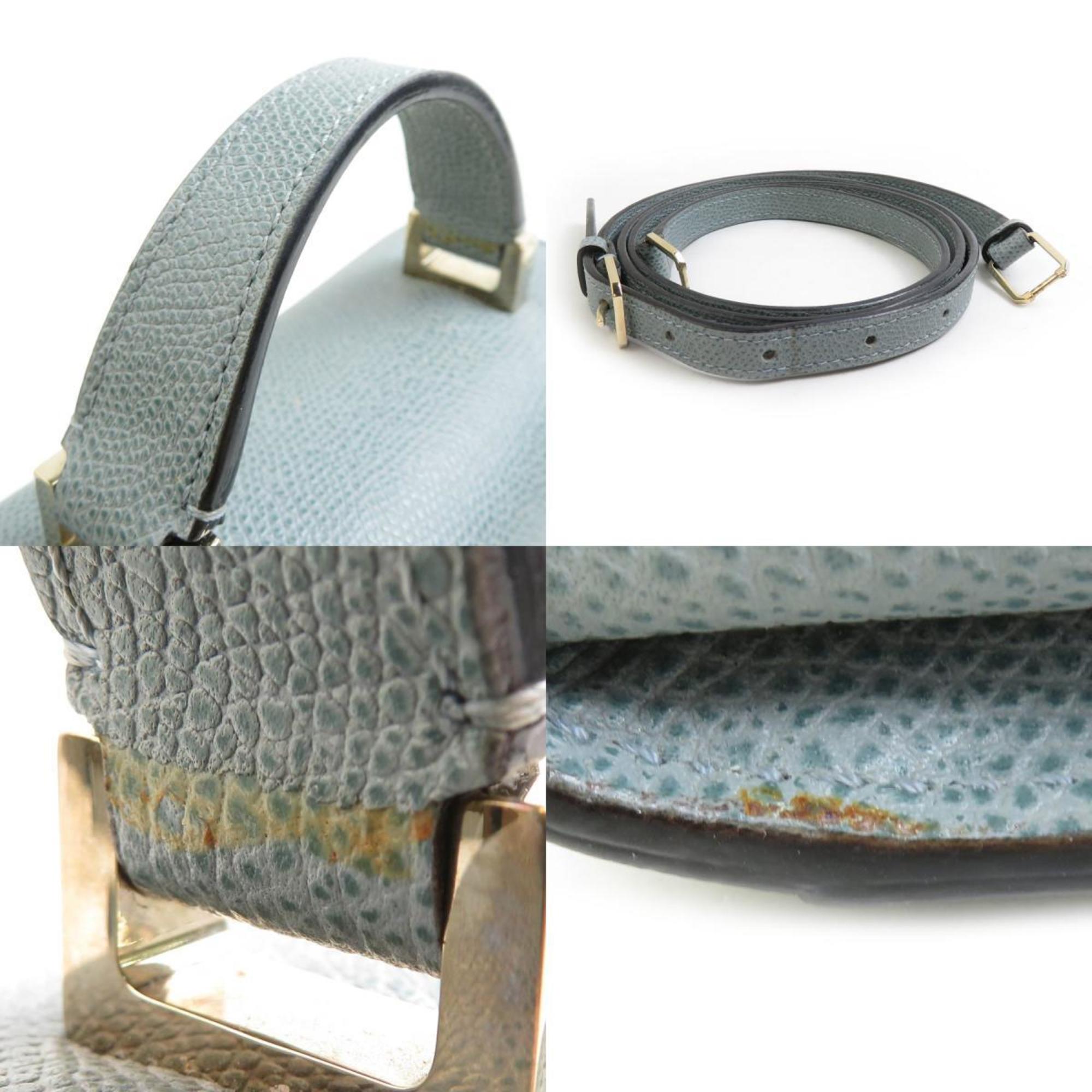 Valextra Blue Leather Shoulder Bag (Pre-Owned)