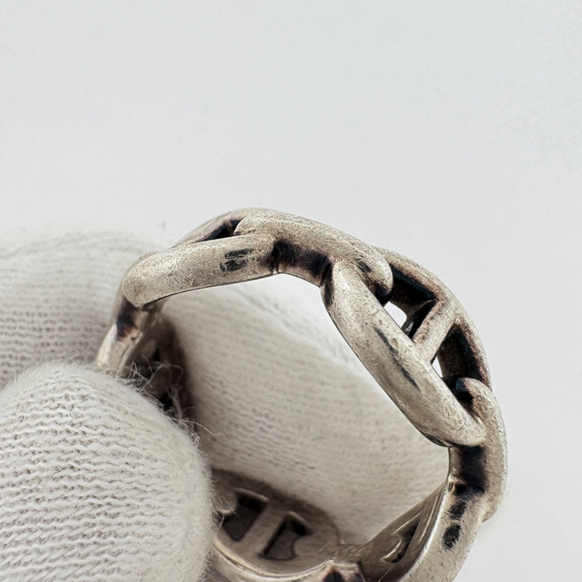 Hermes Silver Silver 925 Band Ring (Pre-Owned)
