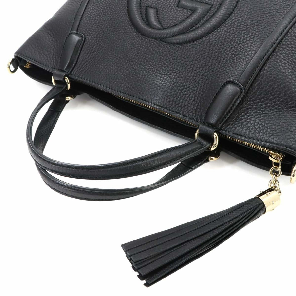 Gucci Soho Black Leather Handbag Shoulder Bag Tote Bag (Pre-Owned)