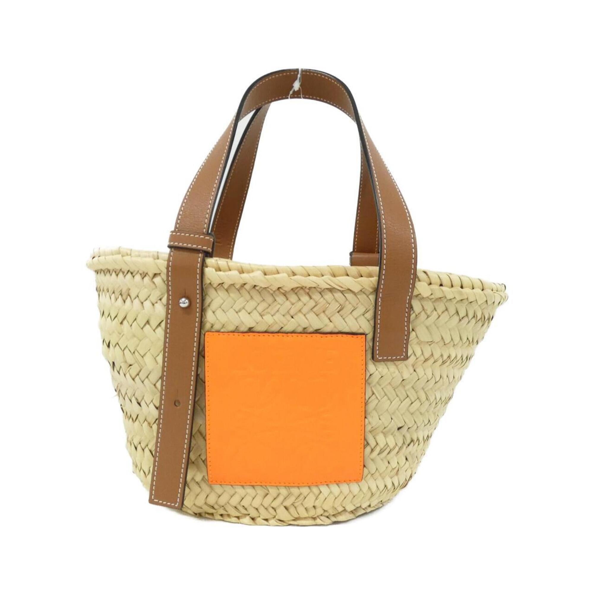 Loewe Beige Orange Raffia Leather Handbag (Pre-Owned)