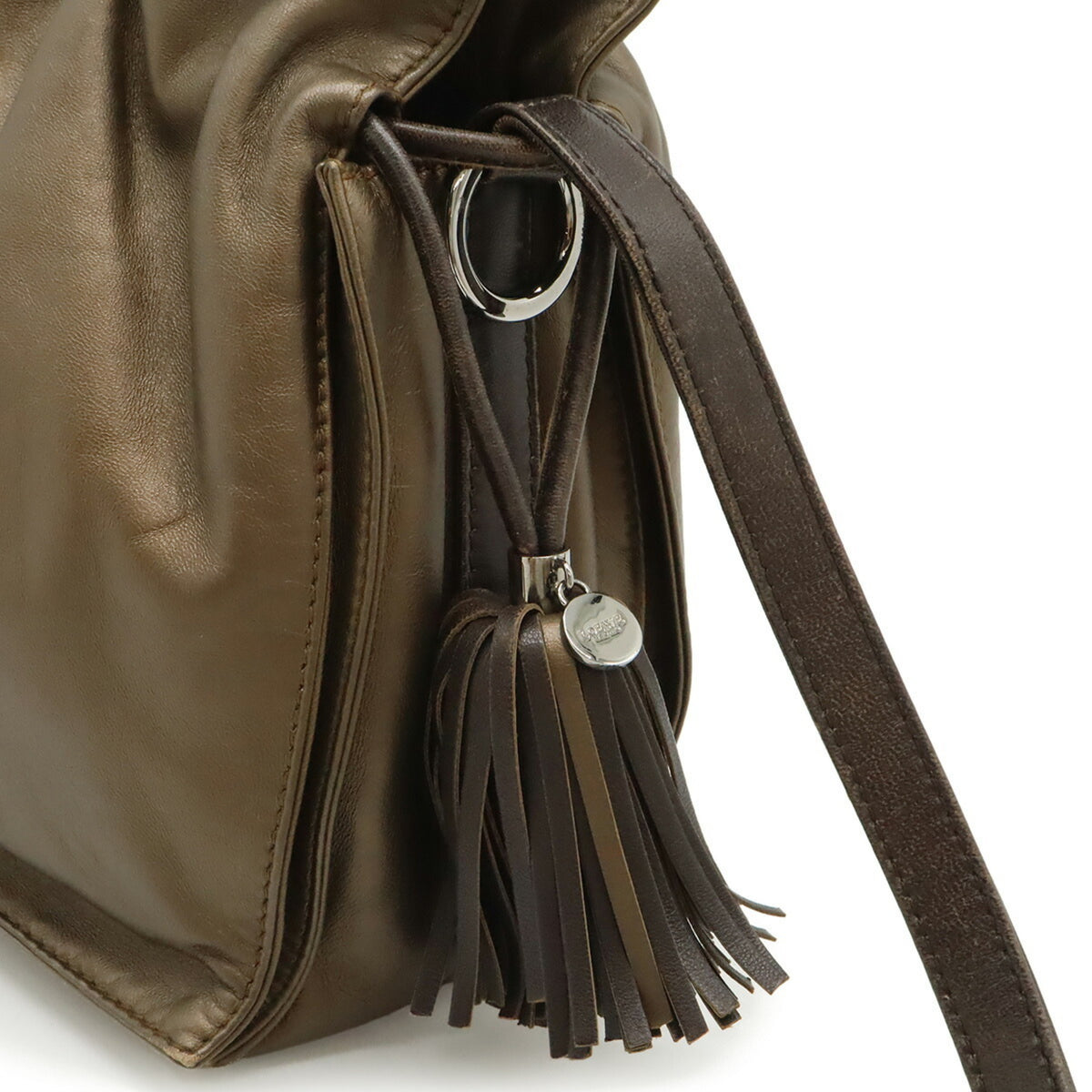Loewe Dark Brown Metallic Bronze Nappa Leather Pochette Shoulder Bag (Pre-Owned)