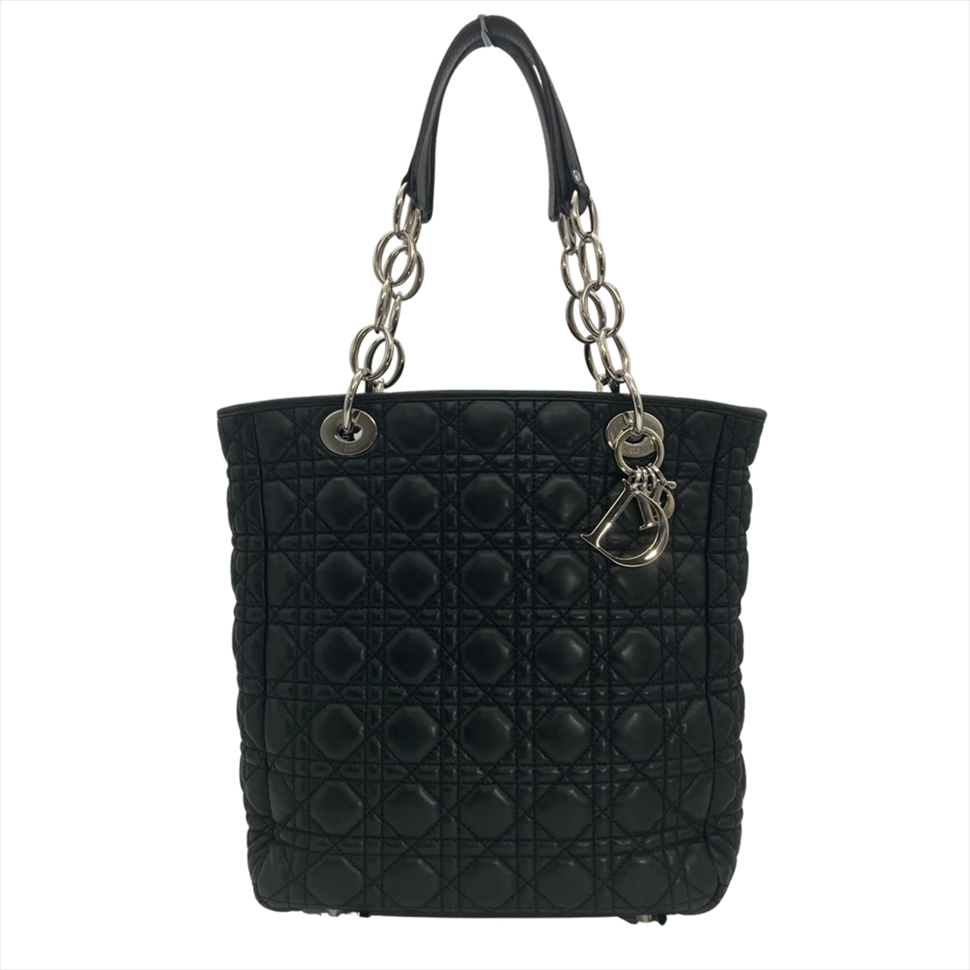 Christian Dior Black Leather Handbag Tote Bag (Pre-Owned)