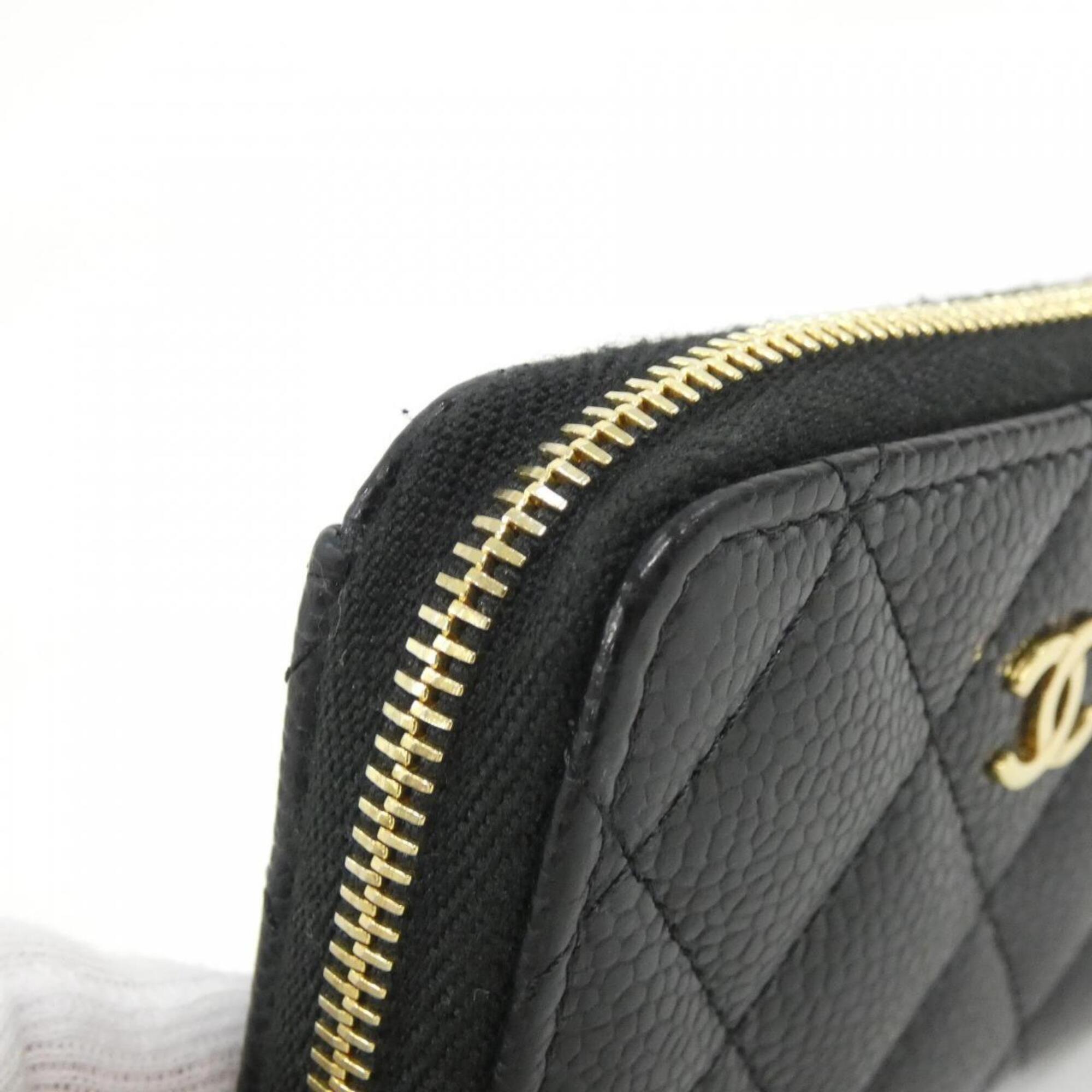Chanel Black Grained Calfskin Coin Purse/Coin Case (Pre-Owned)