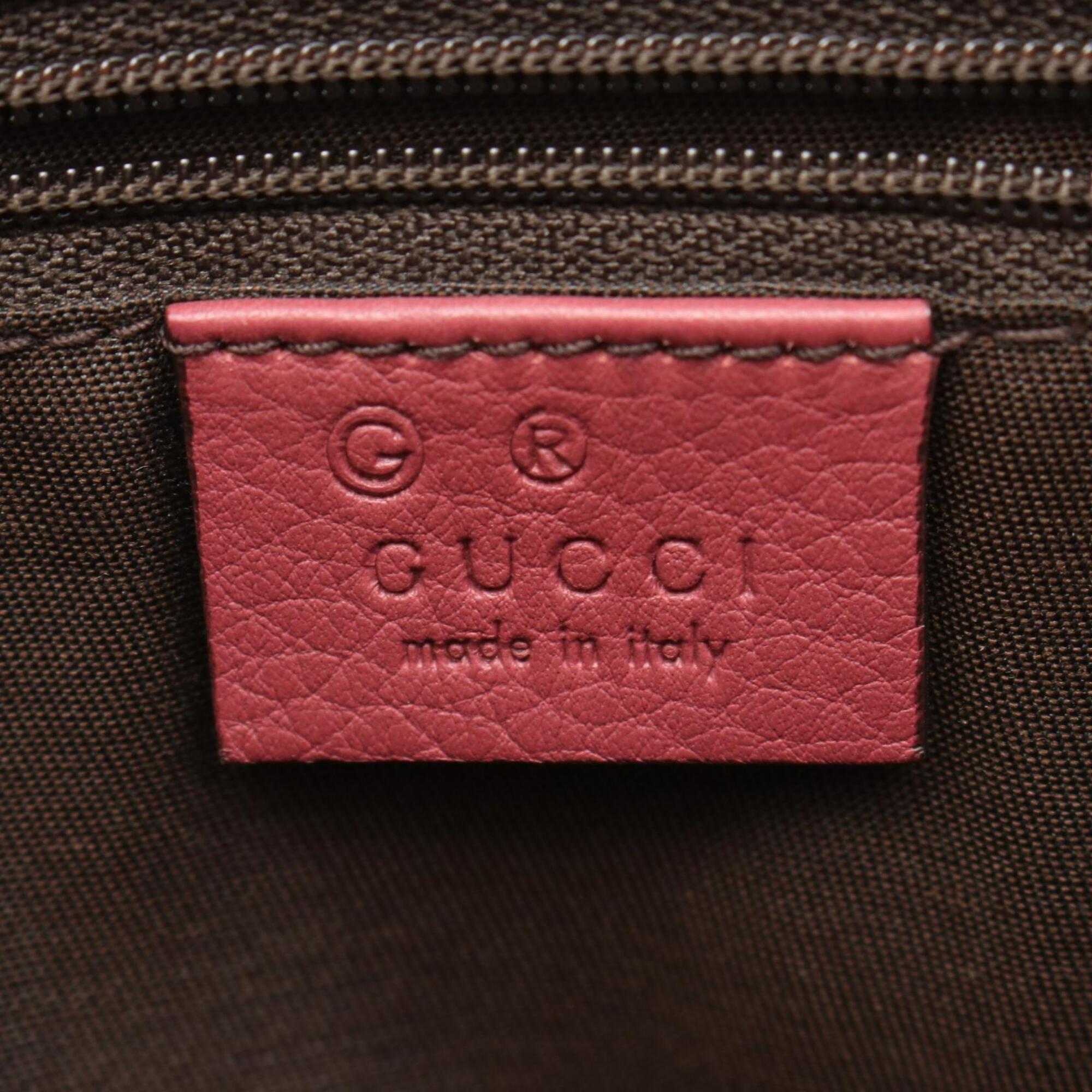 Gucci Bordeaux Leather Handbag Tote Bag (Pre-Owned)
