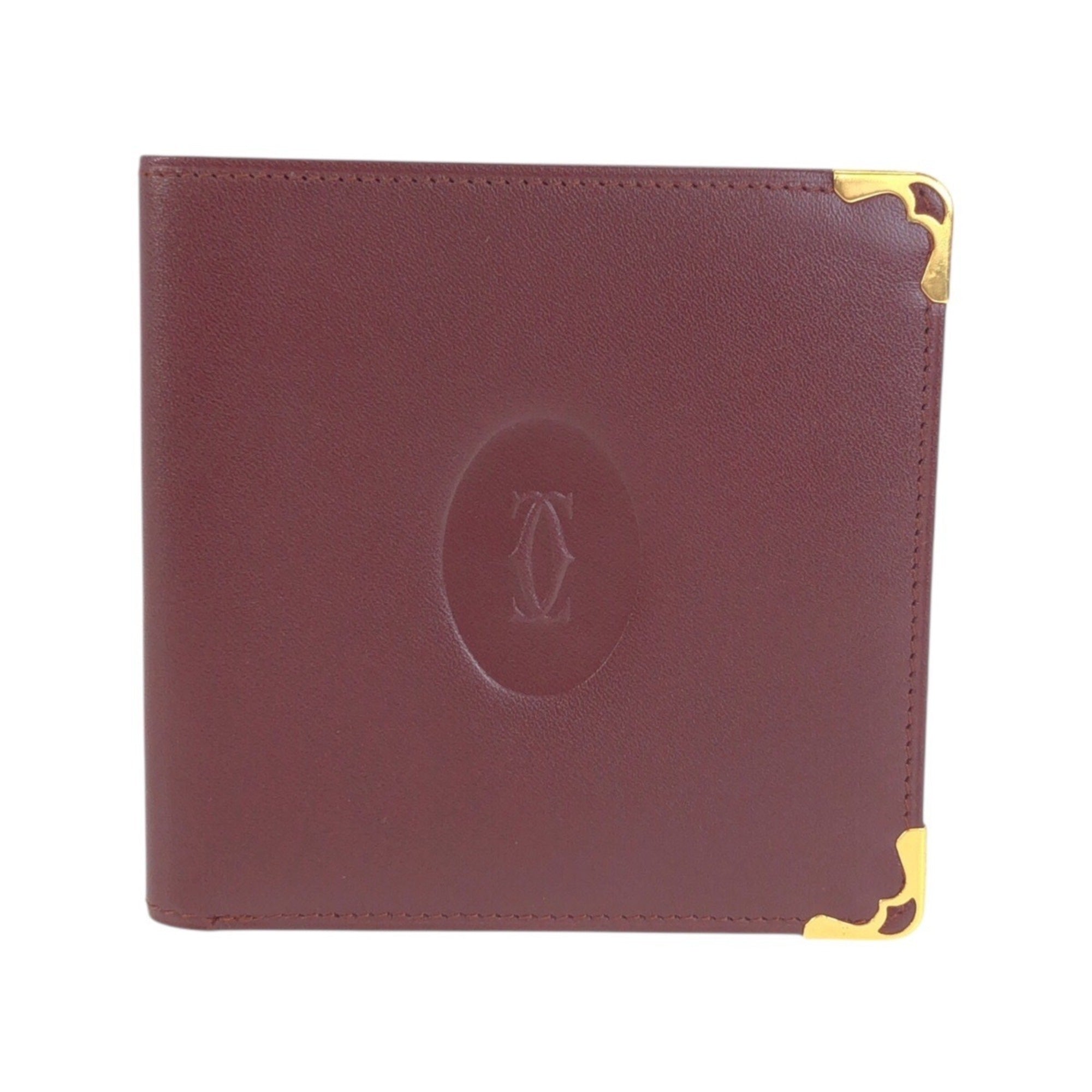 Cartier Wine Red Leather Wallet (Bi-Fold) (Pre-Owned)