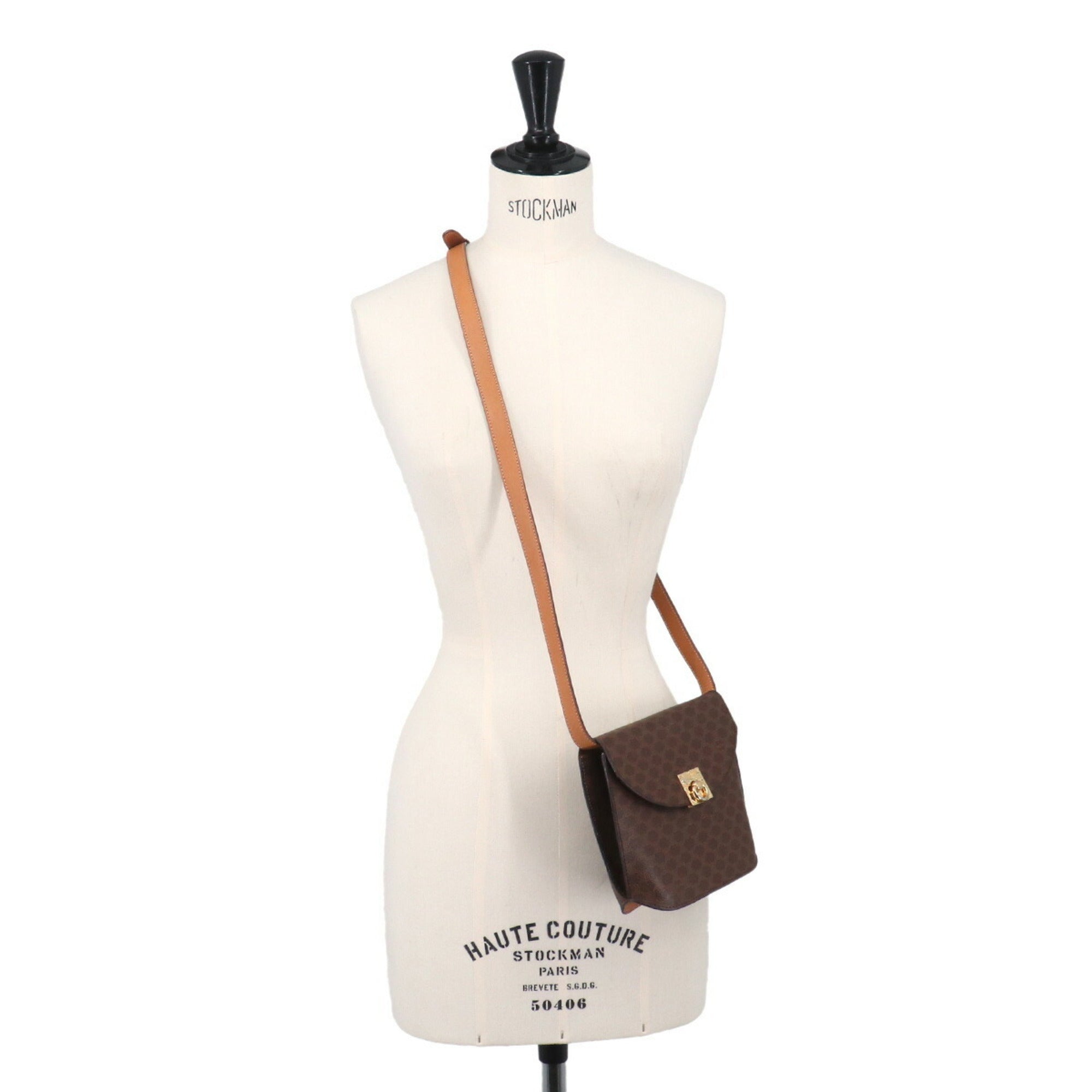 Celine Brown Leather Pvc Handbag Shoulder Bag (Pre-Owned)
