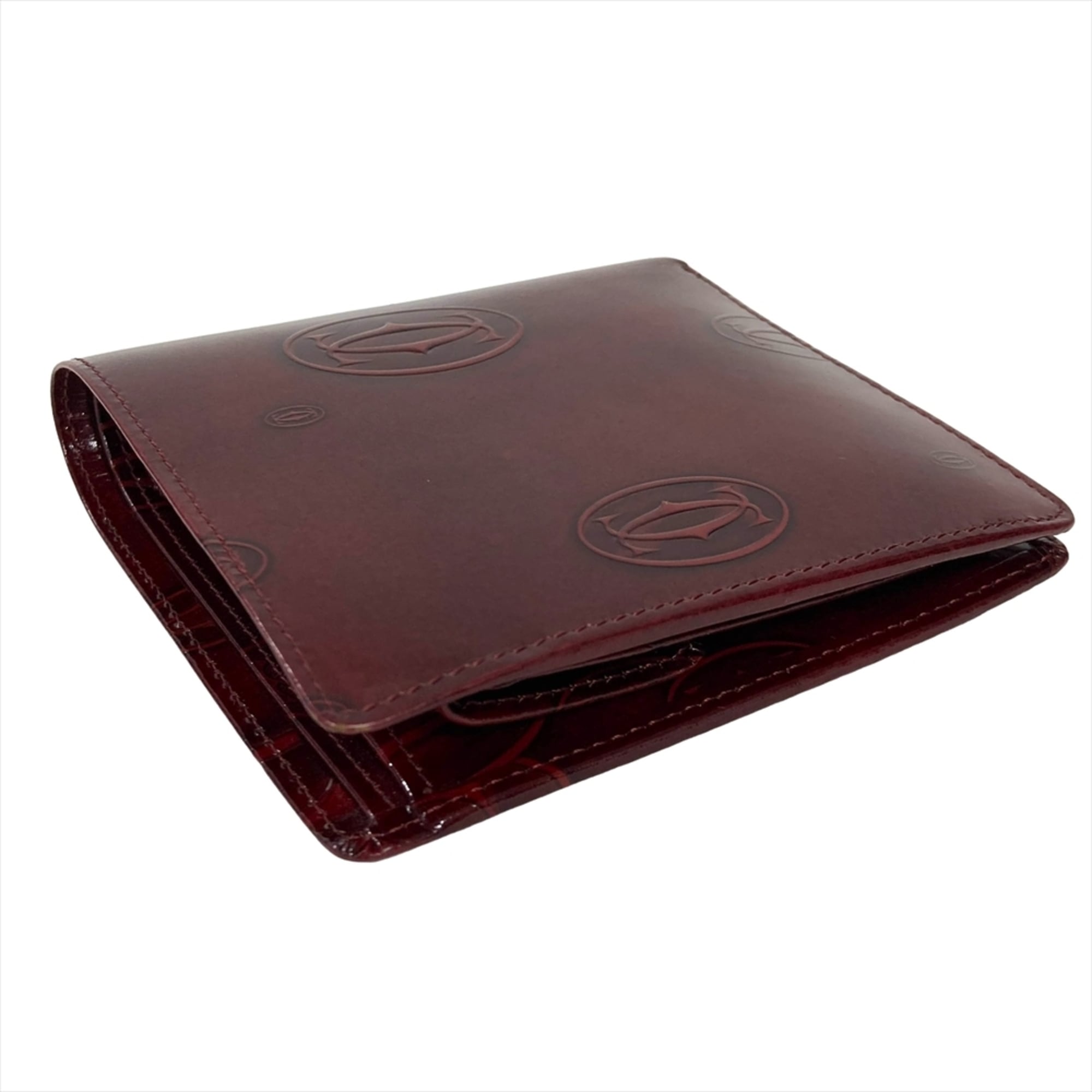 Cartier Happy Birthday Bordeaux Wine Red Patent Leather Wallet (Bi-Fold) (Pre-Owned)