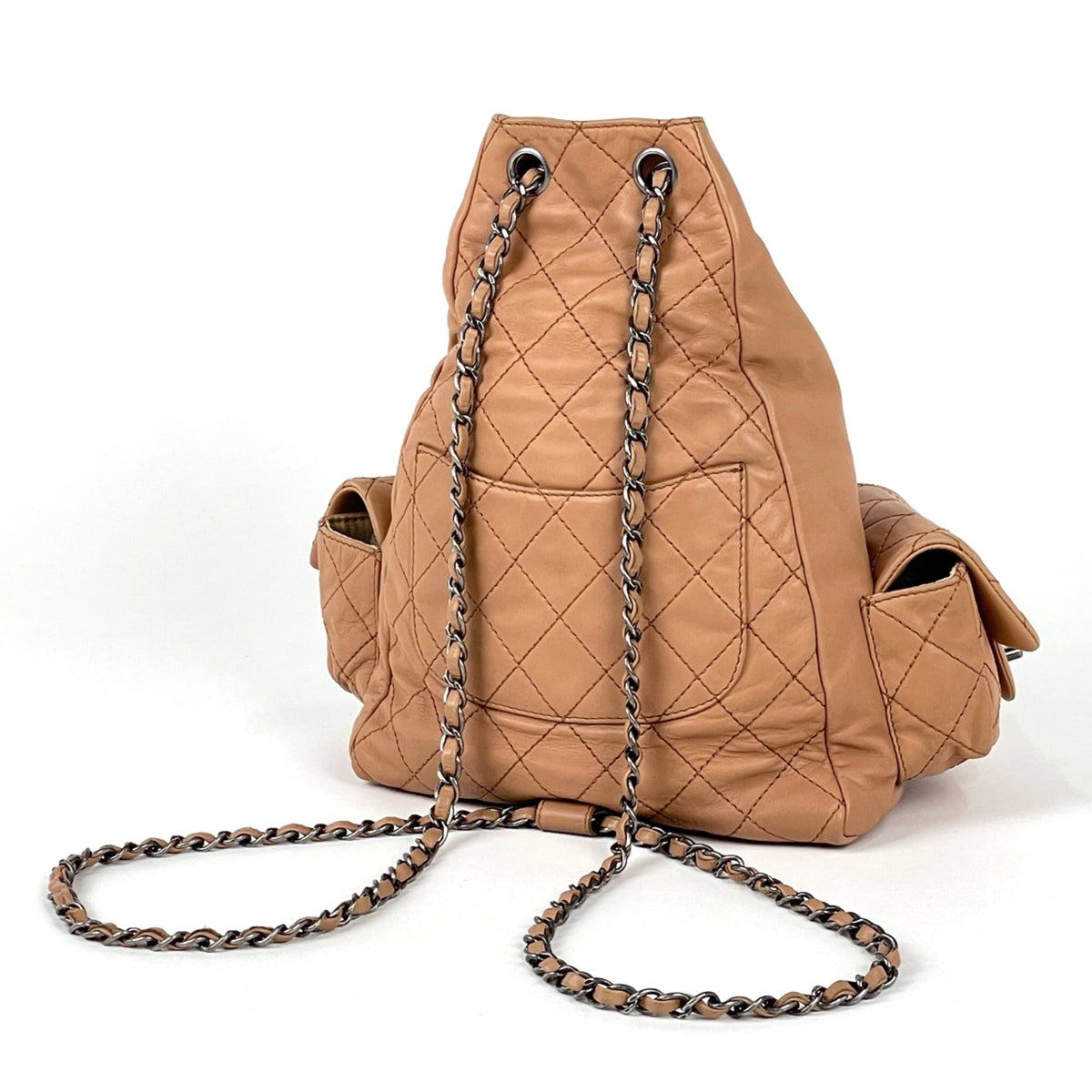 Chanel Matelasse Beige Leather Backpack (Pre-Owned)