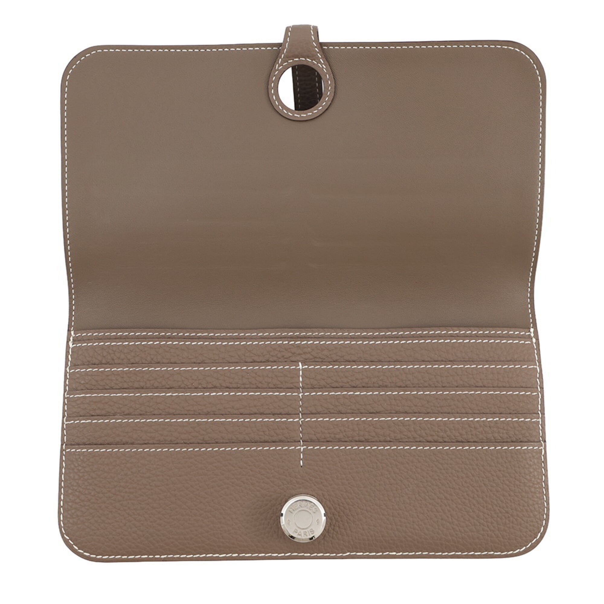 Hermes Etoupe Gray Togo Leather Long Wallet (Bi-Fold) (Pre-Owned)