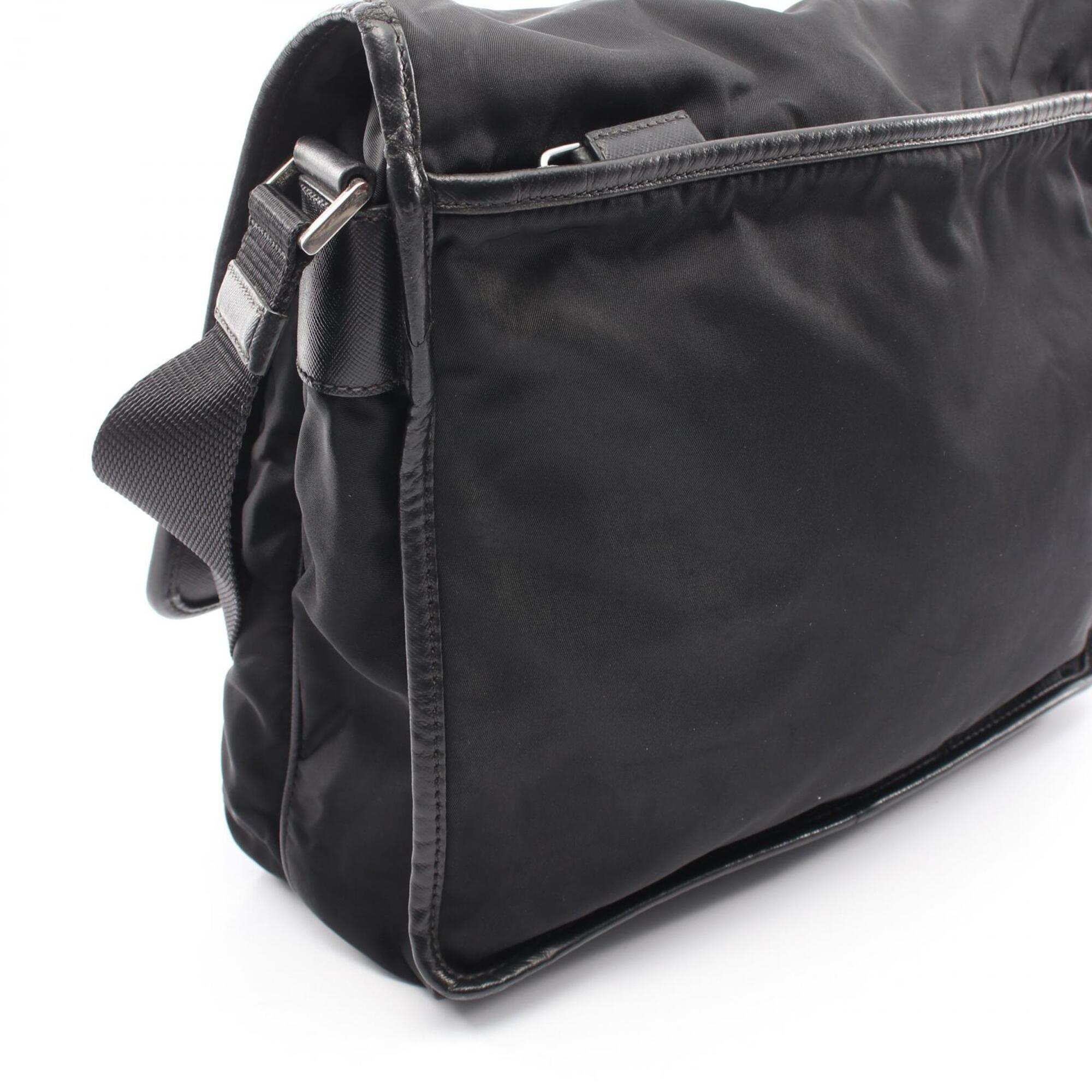 Prada Black Nylon Saffiano Triangle Handbag Messenger Bag Shoulder Bag (Pre-Owned)