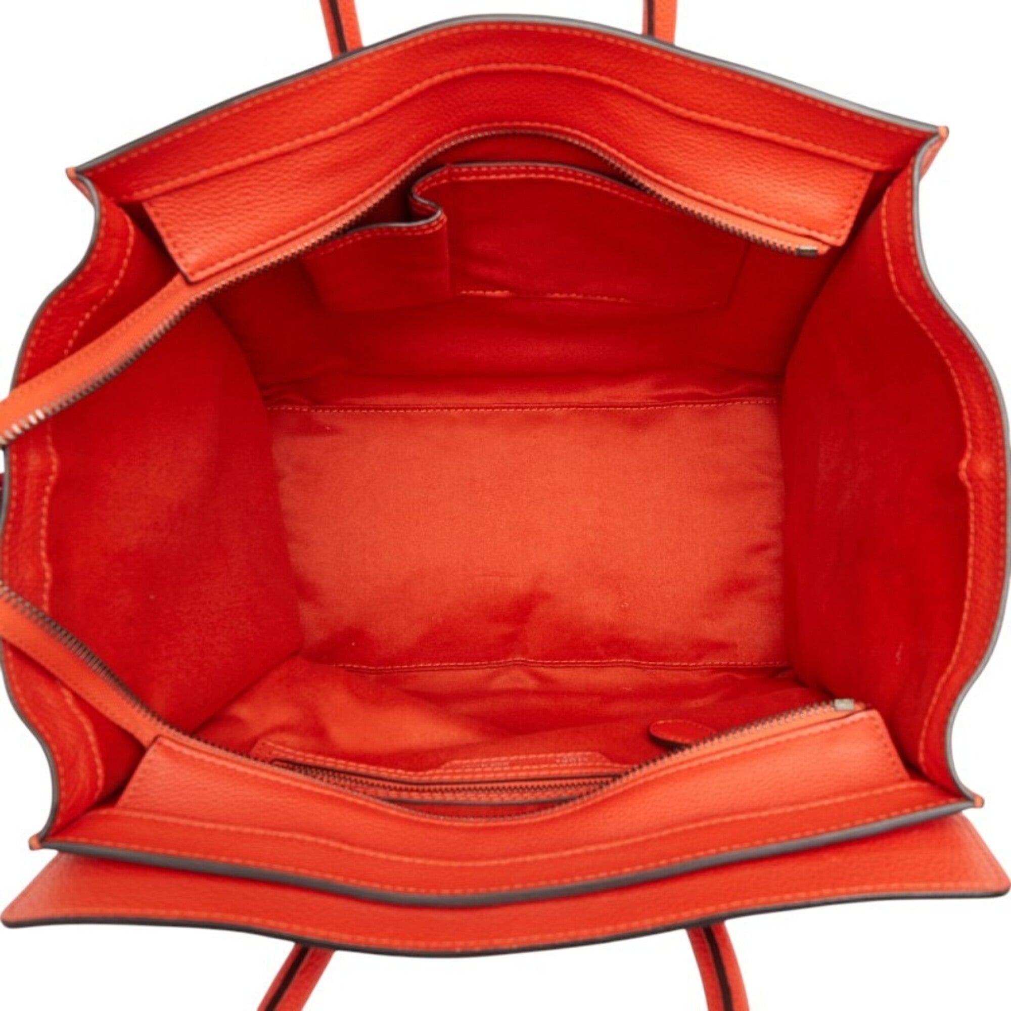 Celine Orange Red Color Leather Handbag (Pre-Owned)