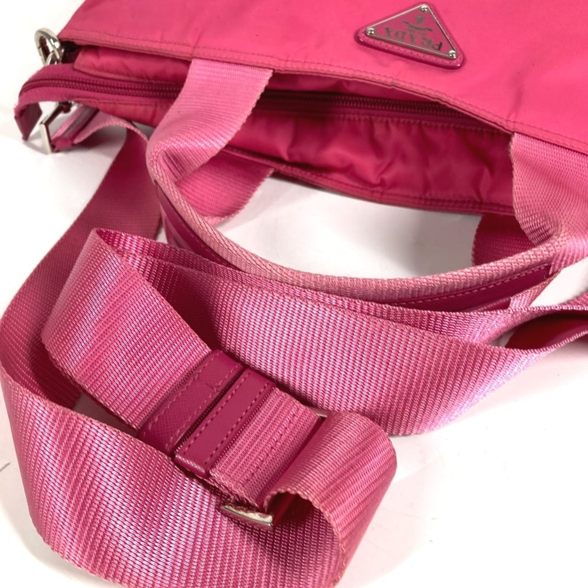 Prada Pink Nylon Handbag Shoulder Bag Tote Bag (Pre-Owned)