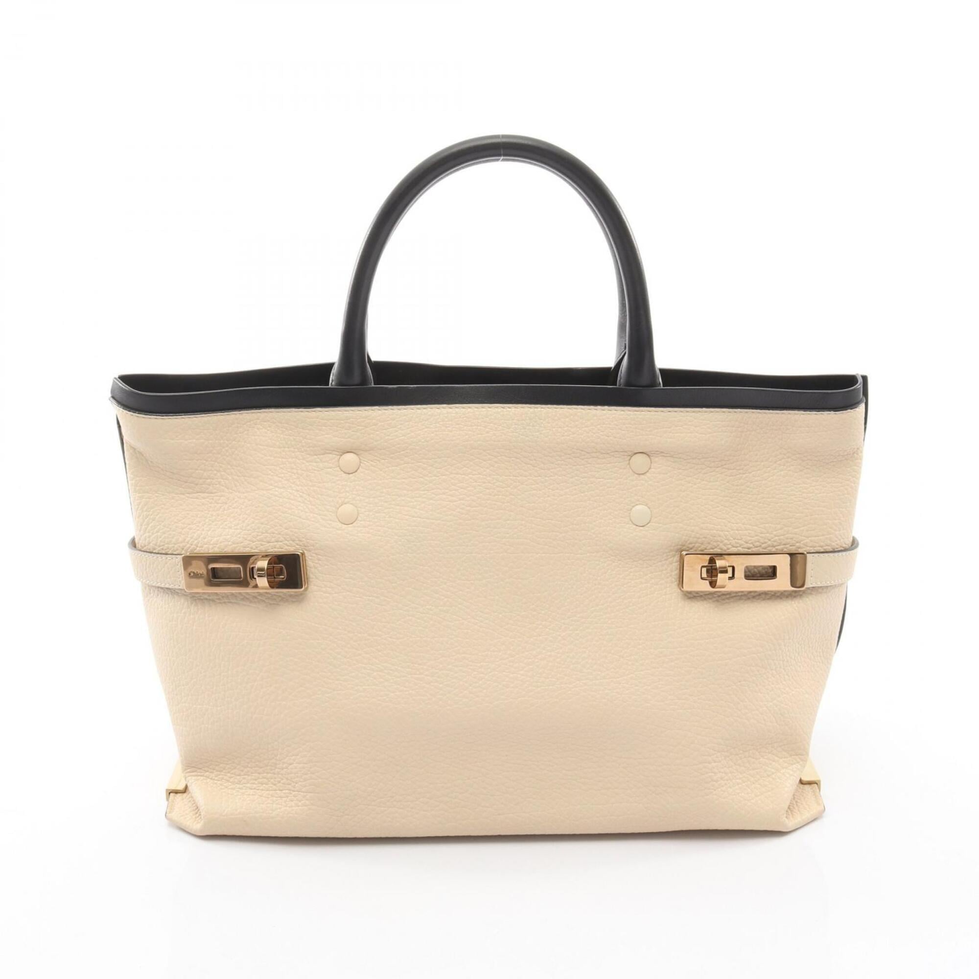 Chloé Black Ivory Leather Handbag Tote Bag (Pre-Owned)