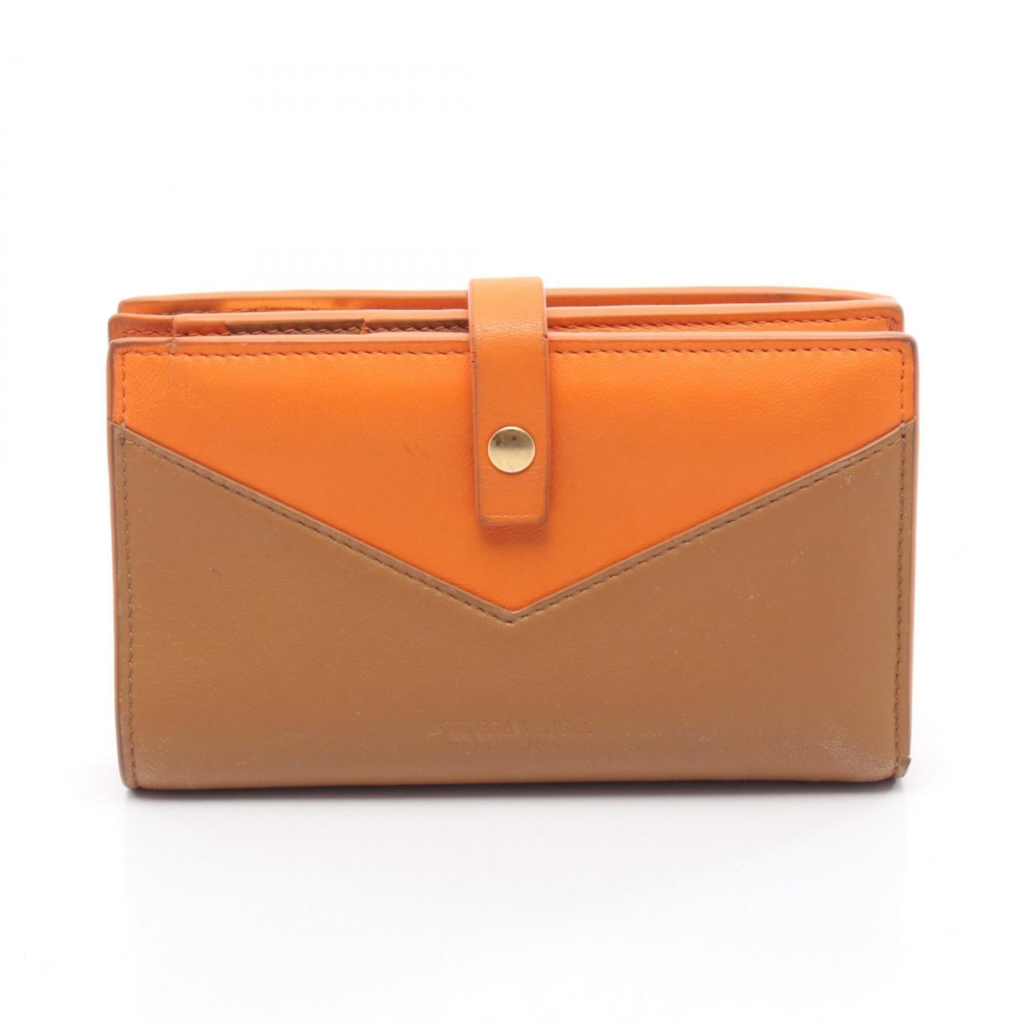 Bottega Veneta Brown Orange Leather Wallet (Bi-Fold) (Pre-Owned)