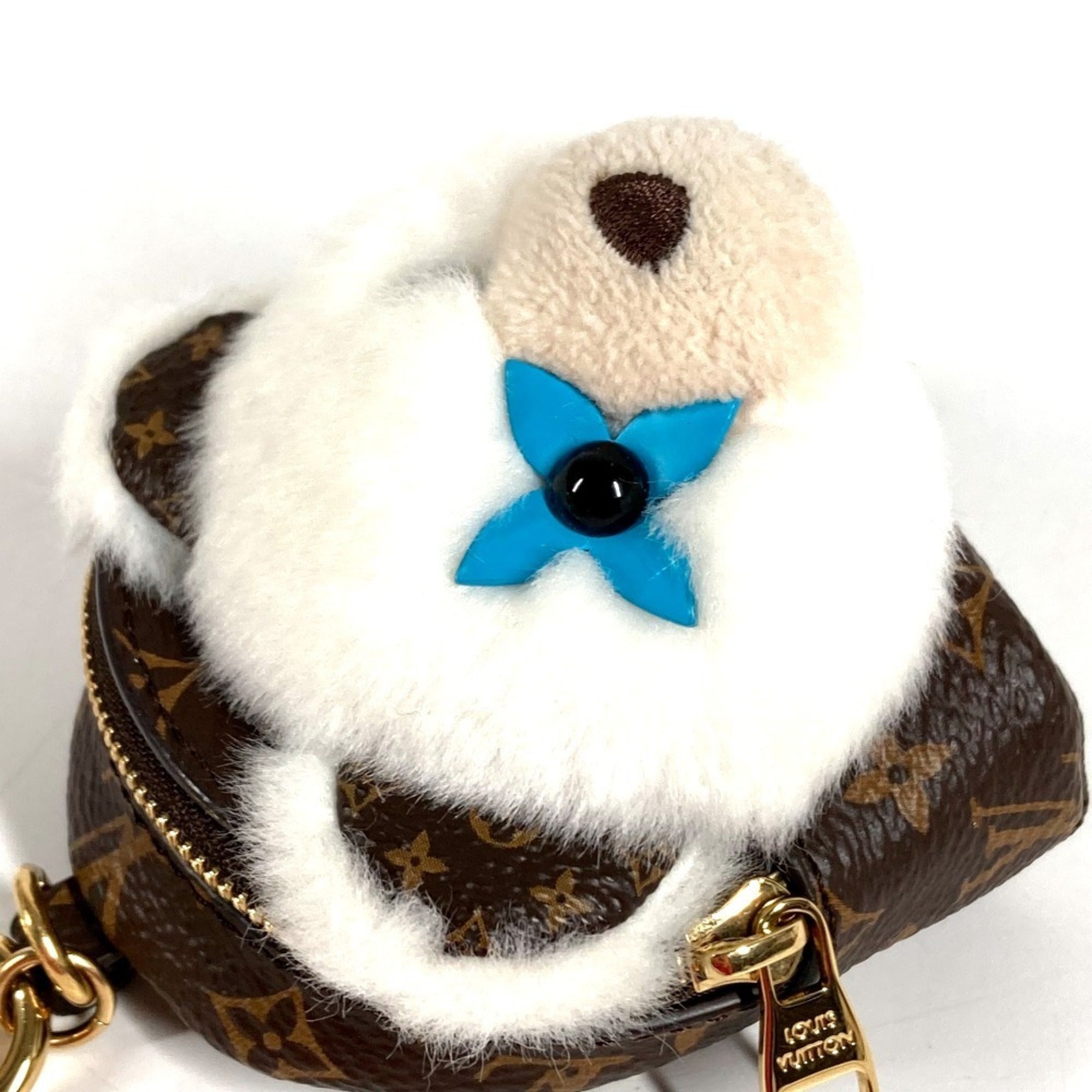 Louis Vuitton Brown White Monogram Fur Handbag Pouch (Pre-Owned)