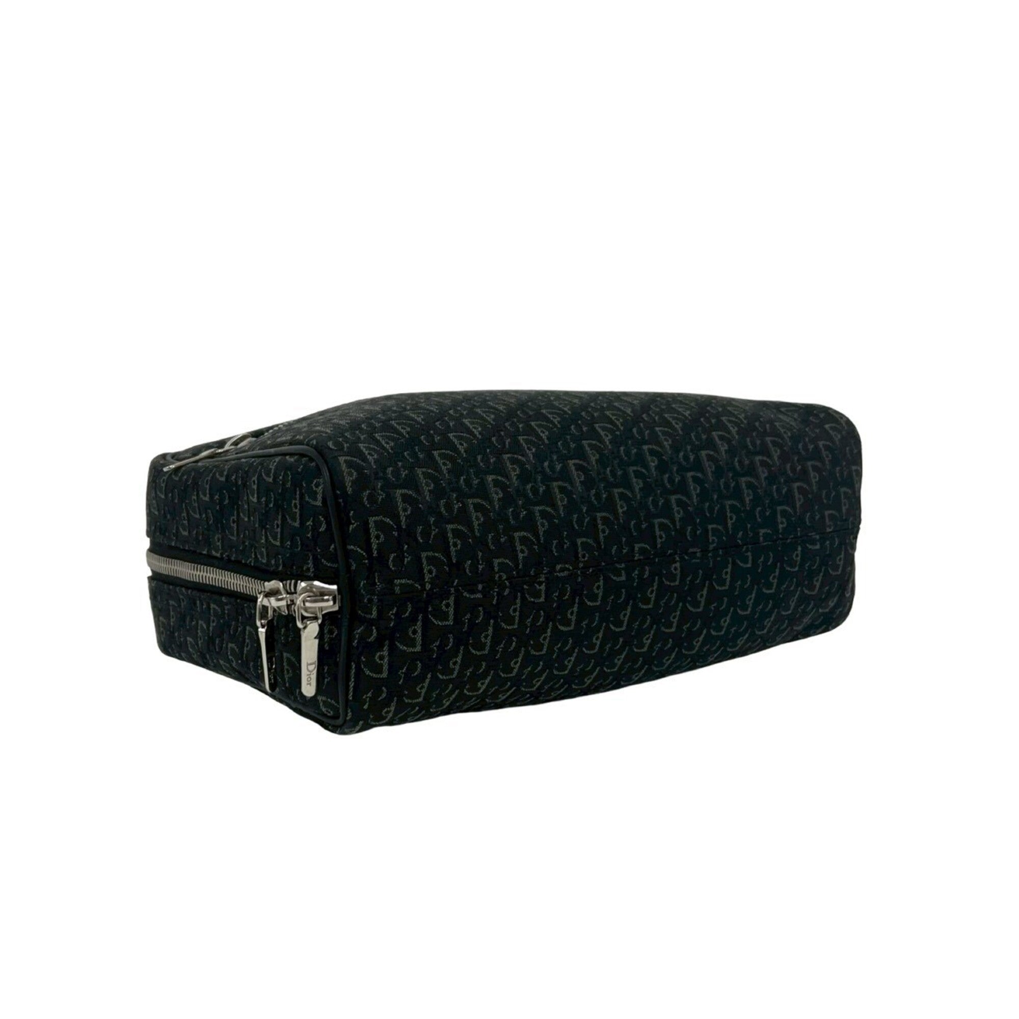 Christian Dior Black Canvas Leather Boston Bag Handbag (Pre-Owned)