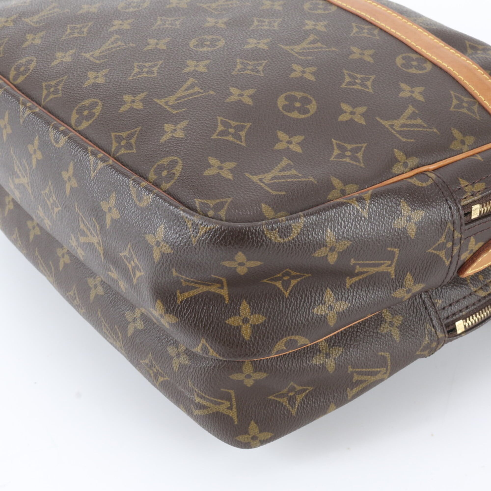 Louis Vuitton Brown Leather Coated Canvas Messenger Bag Shoulder Bag (Pre-Owned)