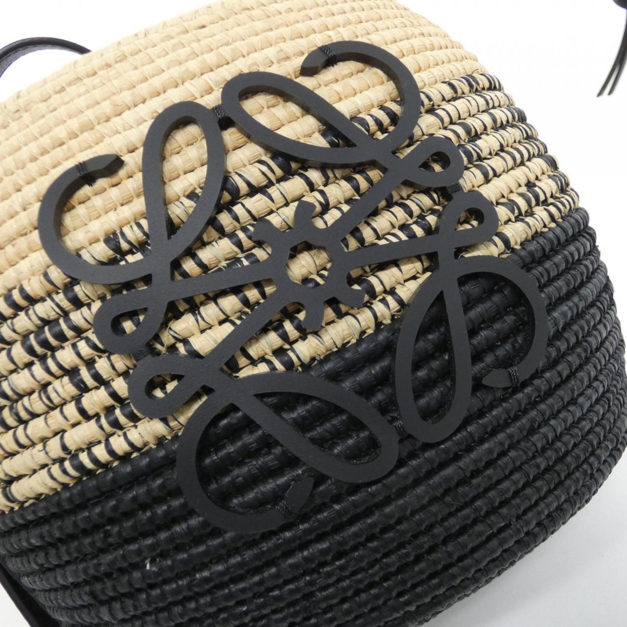 Loewe Black Raffia Basket Handbag Shoulder Bag (Pre-Owned)