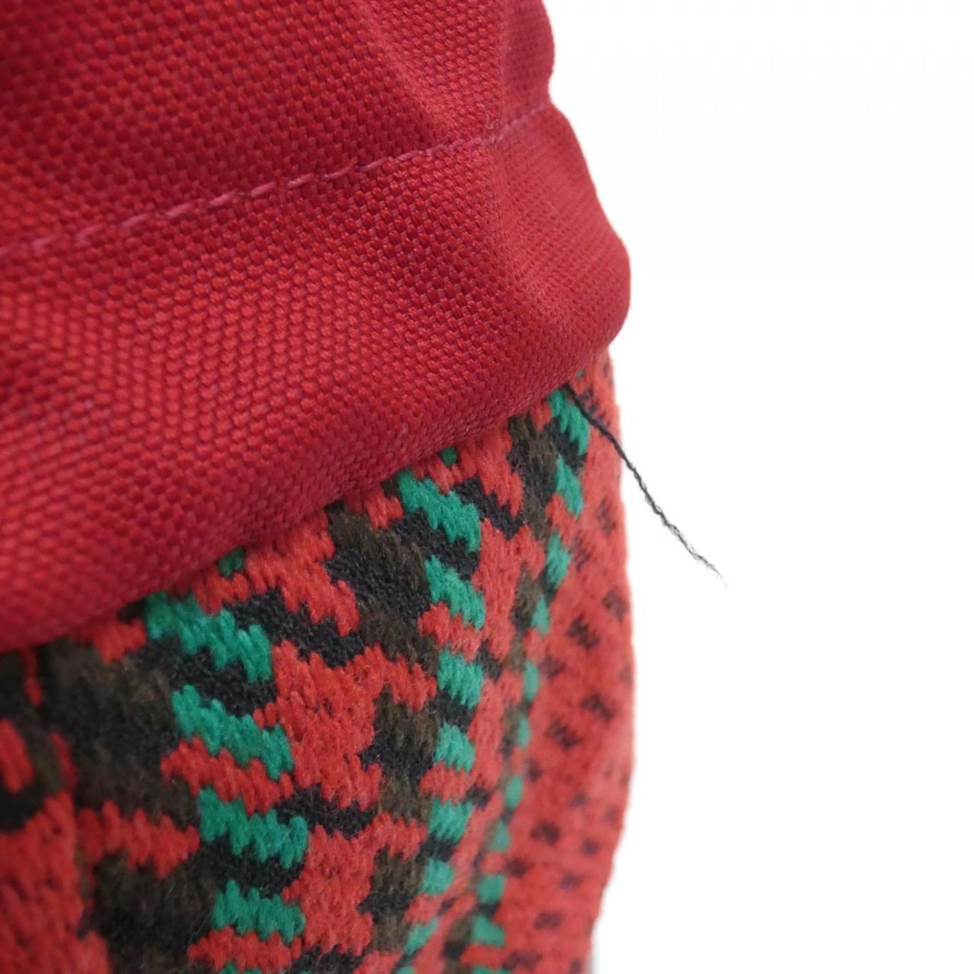 Gucci Red Color Wool Leather Backpack (Pre-Owned)