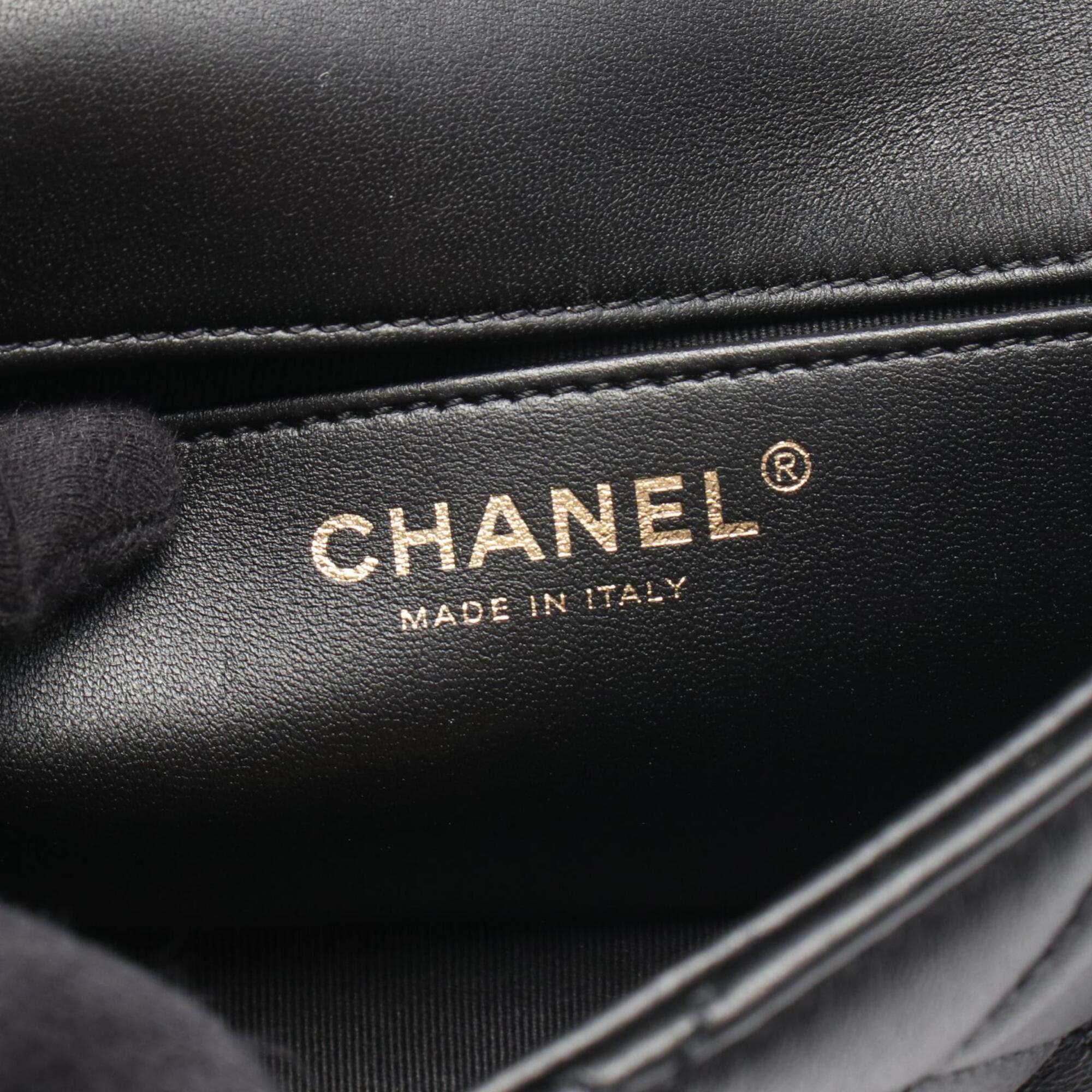 Chanel Matelasse Black Leather Handbag Shoulder Bag (Pre-Owned)