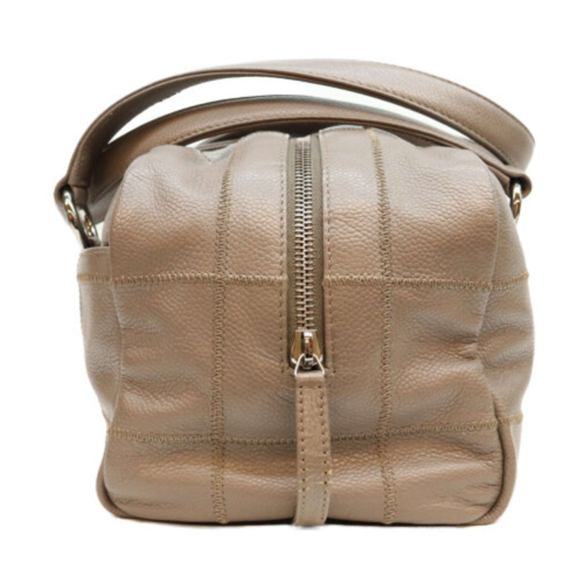 Chanel Gray Grained Calfskin Boston Bag (Pre-Owned)