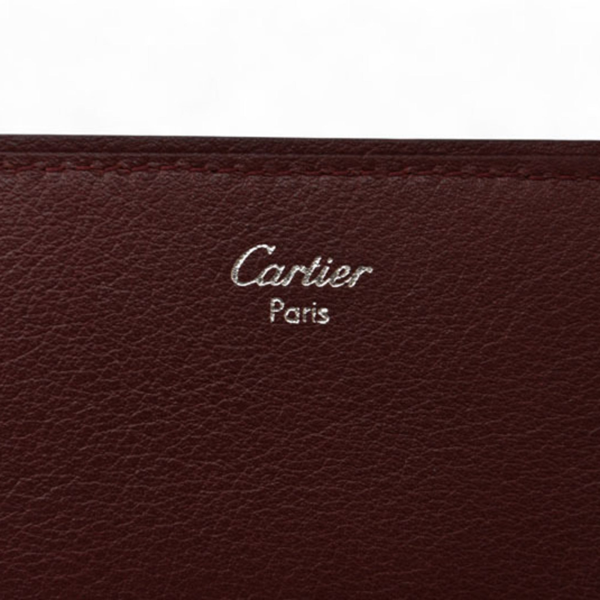 Cartier Bordeaux Leather Wallet (Tri-Fold) (Pre-Owned)