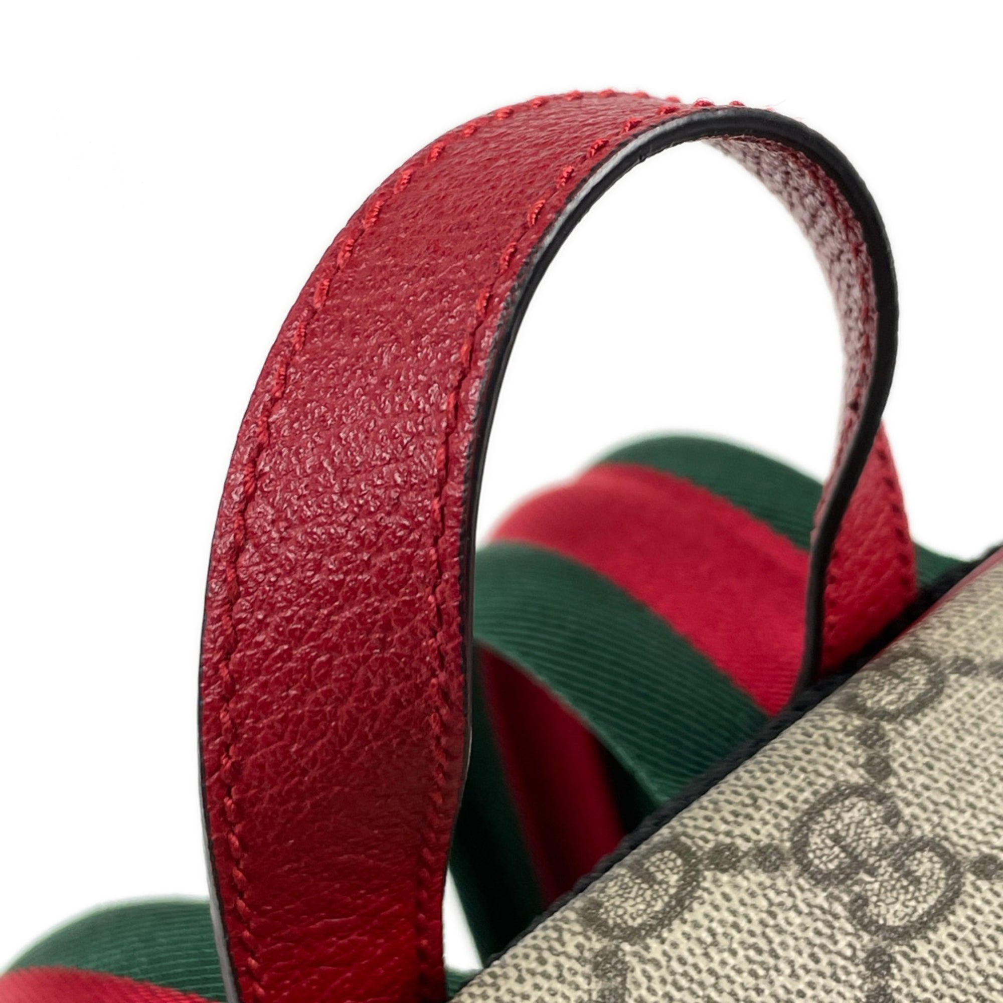 Gucci Sherry Line Brown Pink Red Color Coated Canvas Leather Backpack (Pre-Owned)