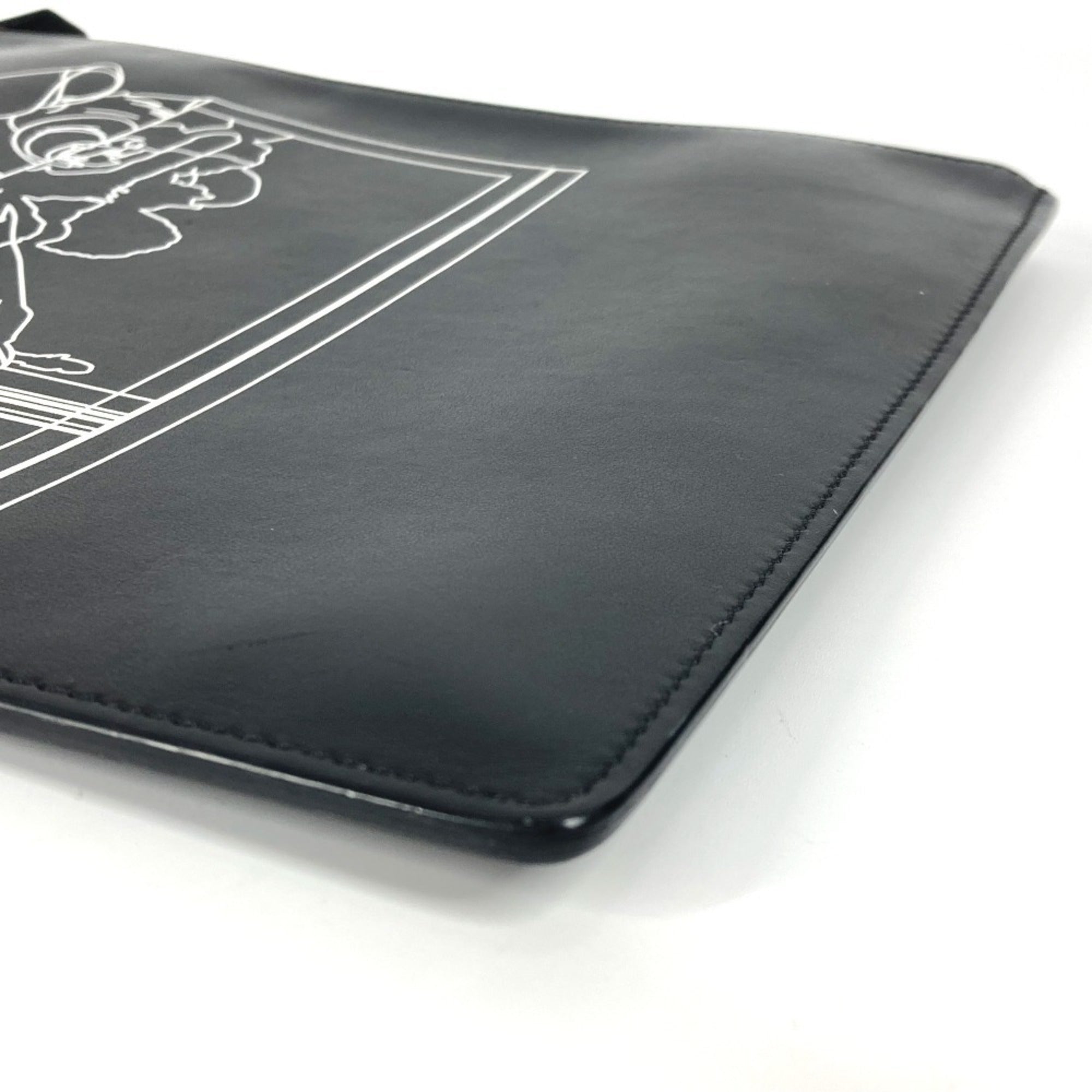 Givenchy Black White Leather Clutch Bag (Pre-Owned)