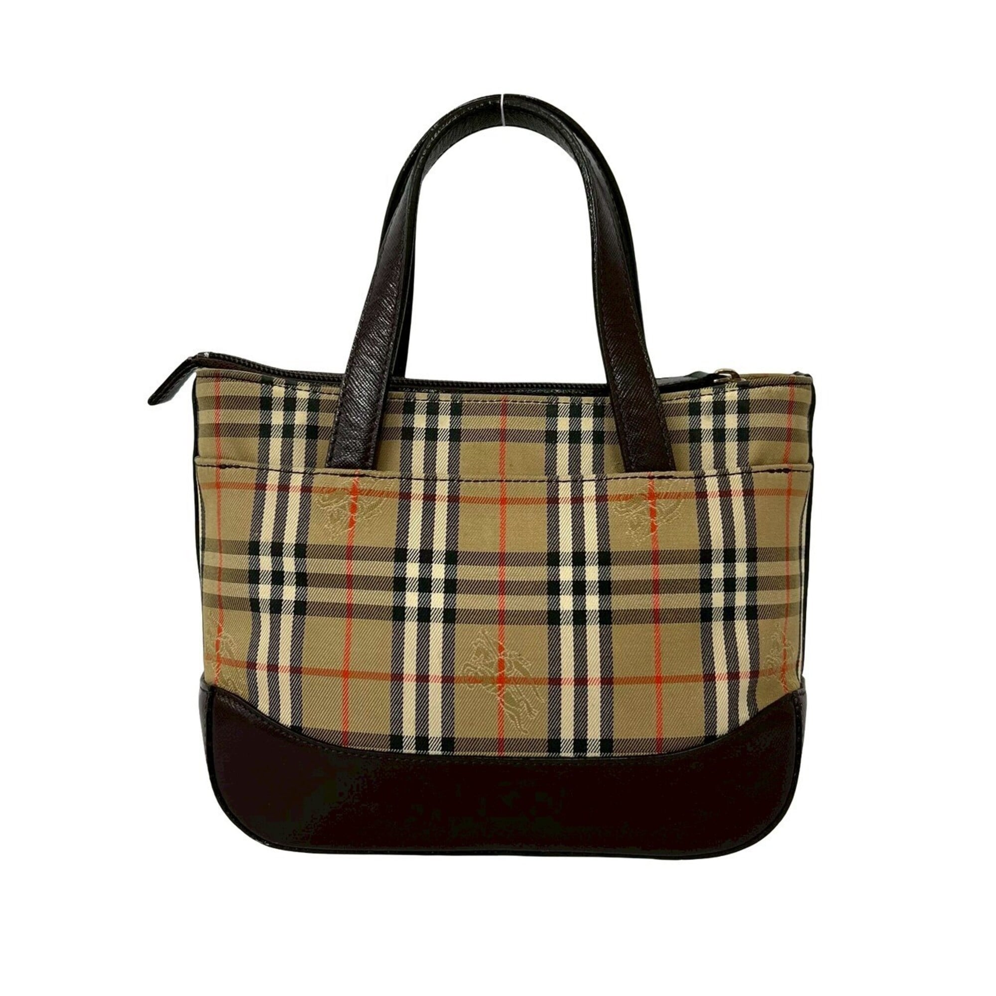 Burberry Beige Brown Canvas Leather Handbag Tote Bag (Pre-Owned)