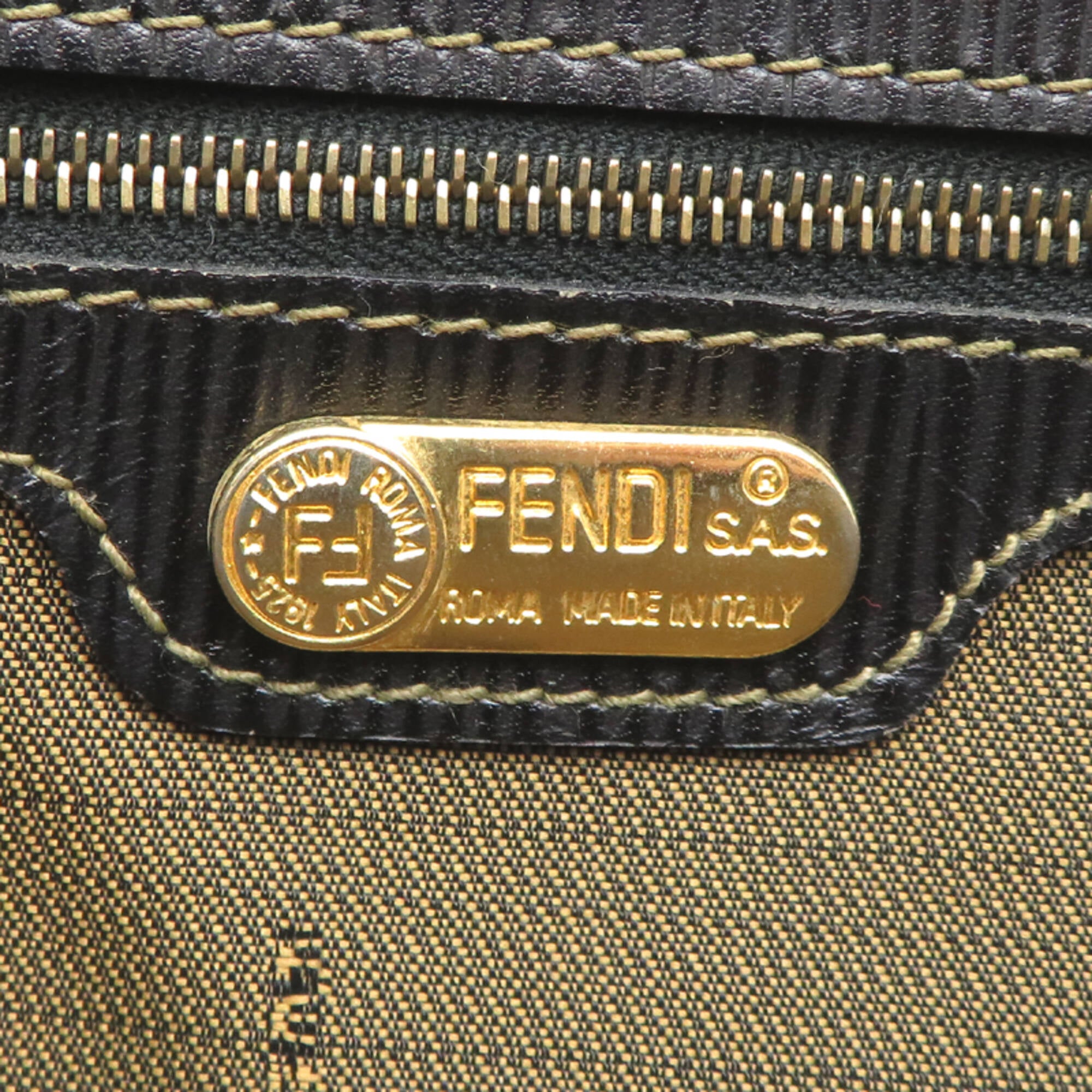 Fendi Brown Canvas Handbag Tote Bag (Pre-Owned)
