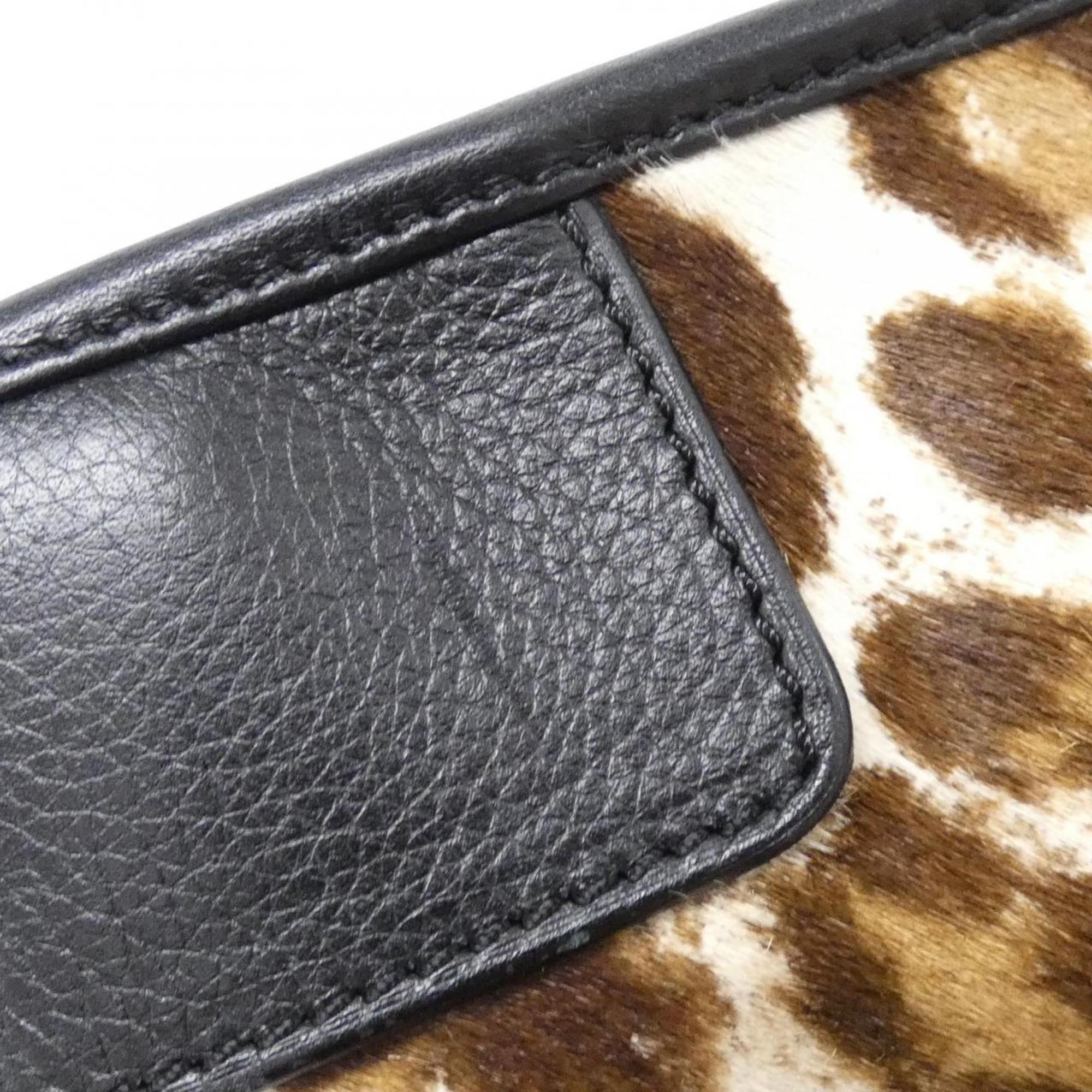 Loewe Black Brown White Leather Handbag (Pre-Owned)