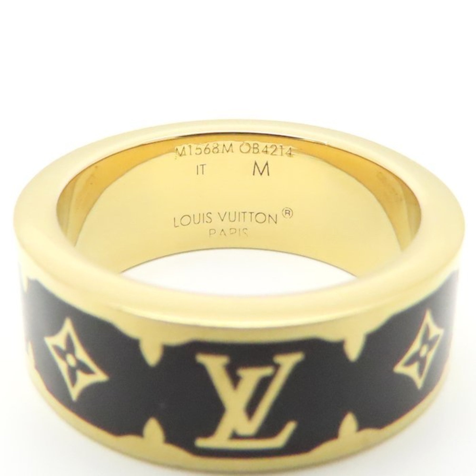 Louis Vuitton Gold Black Gold Plating Band Ring (Pre-Owned)