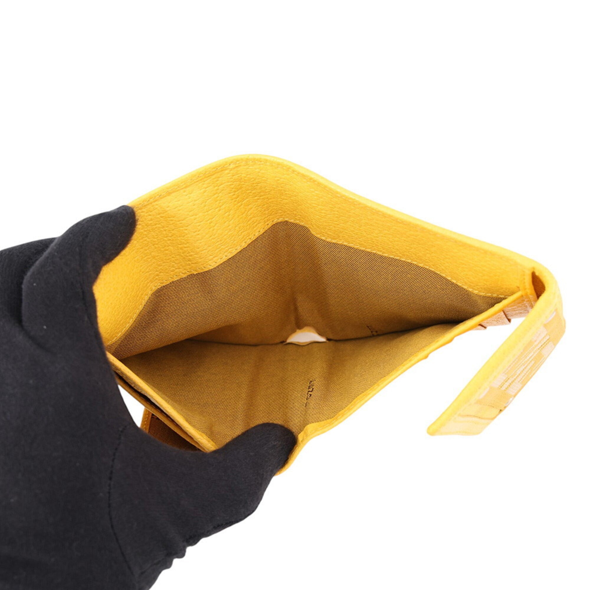 Fendi Zucca Yellow Nylon Canvas Leather Wallet (Tri-Fold) (Pre-Owned)