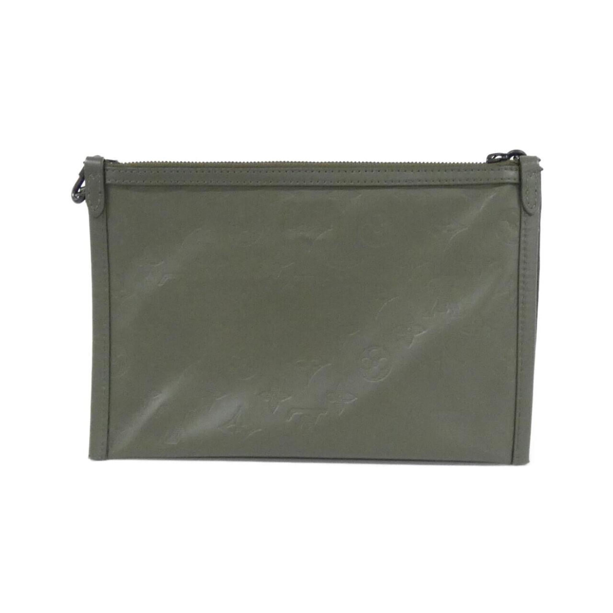 Louis Vuitton Black Khaki Leather Shoulder Bag (Pre-Owned)