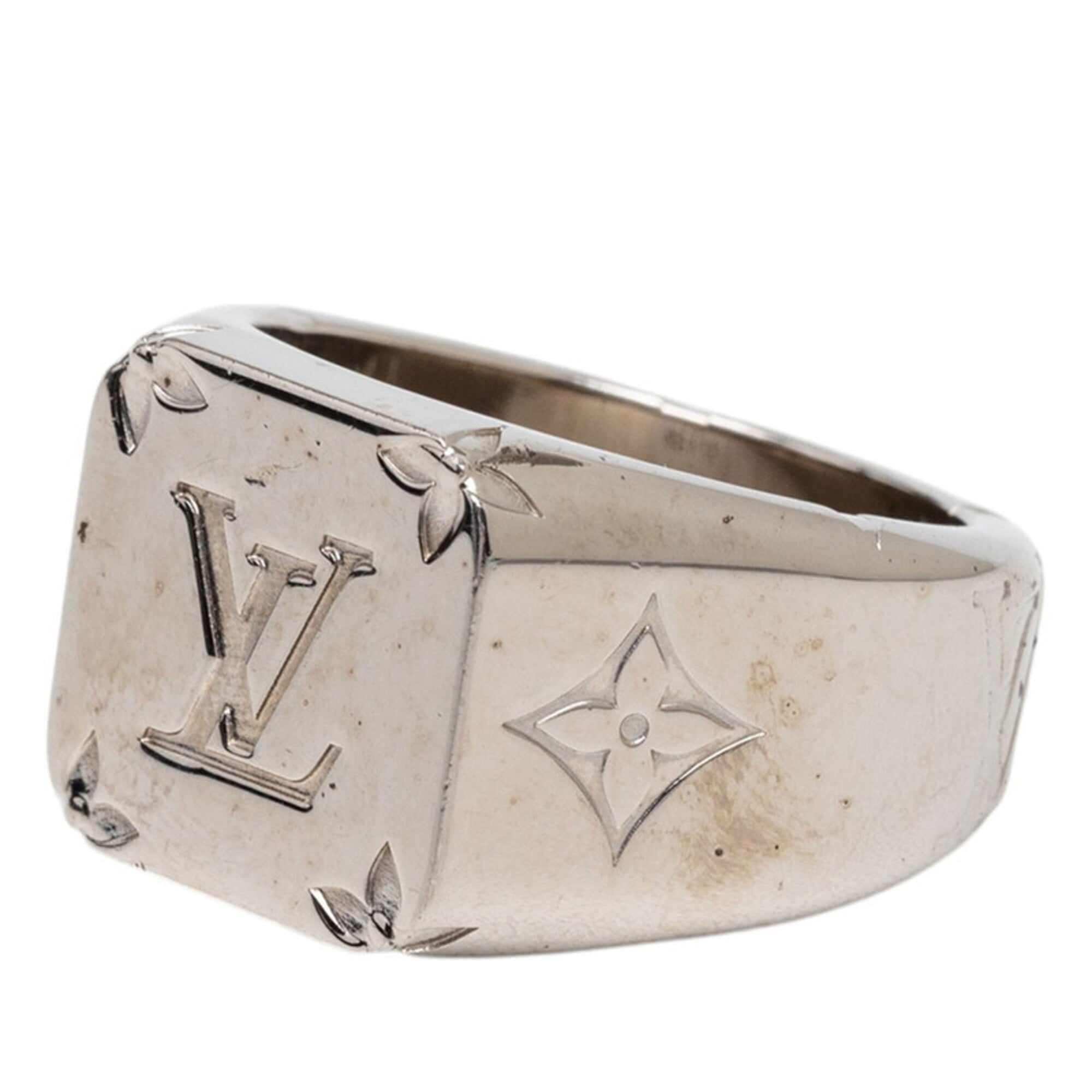Louis Vuitton Silver Metal Band Ring (Pre-Owned)