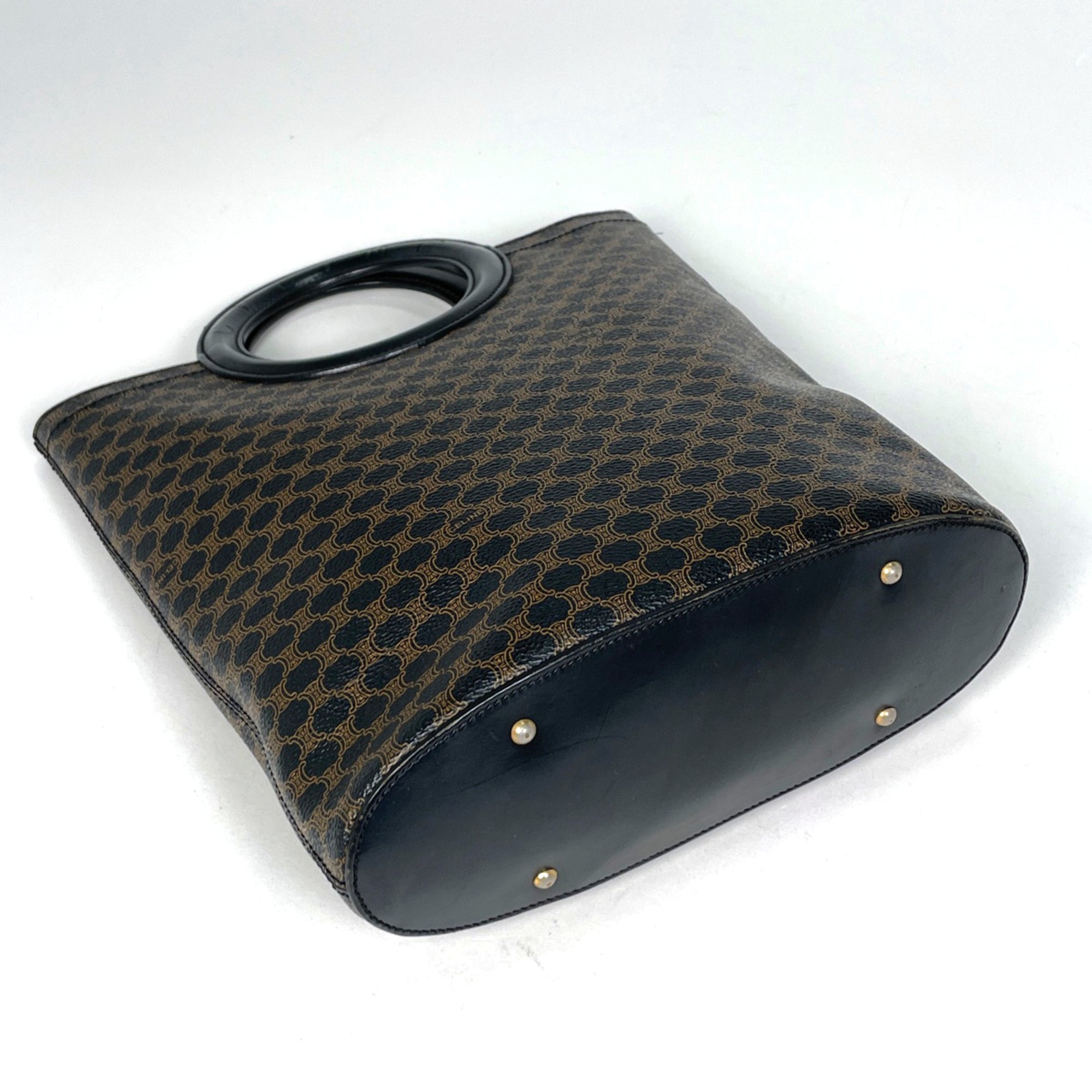 Celine Black Brown Coated Canvas Leather Handbag (Pre-Owned)