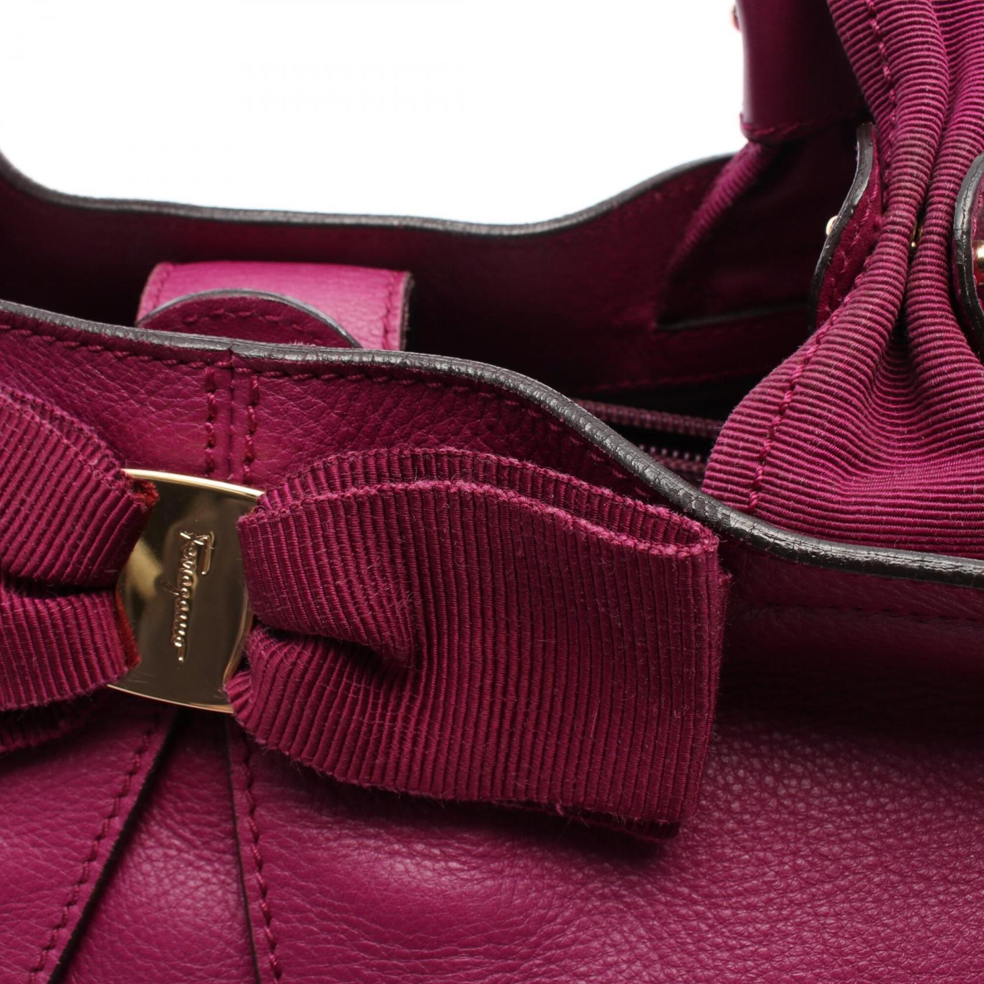 Salvatore Ferragamo Purple Leather Tote Bag (Pre-Owned)