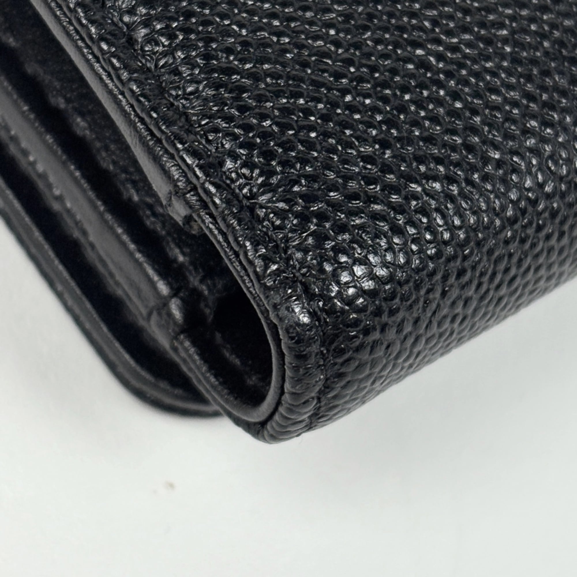 Chanel Black Grained Calfskin Wallet (Tri-Fold) (Pre-Owned)