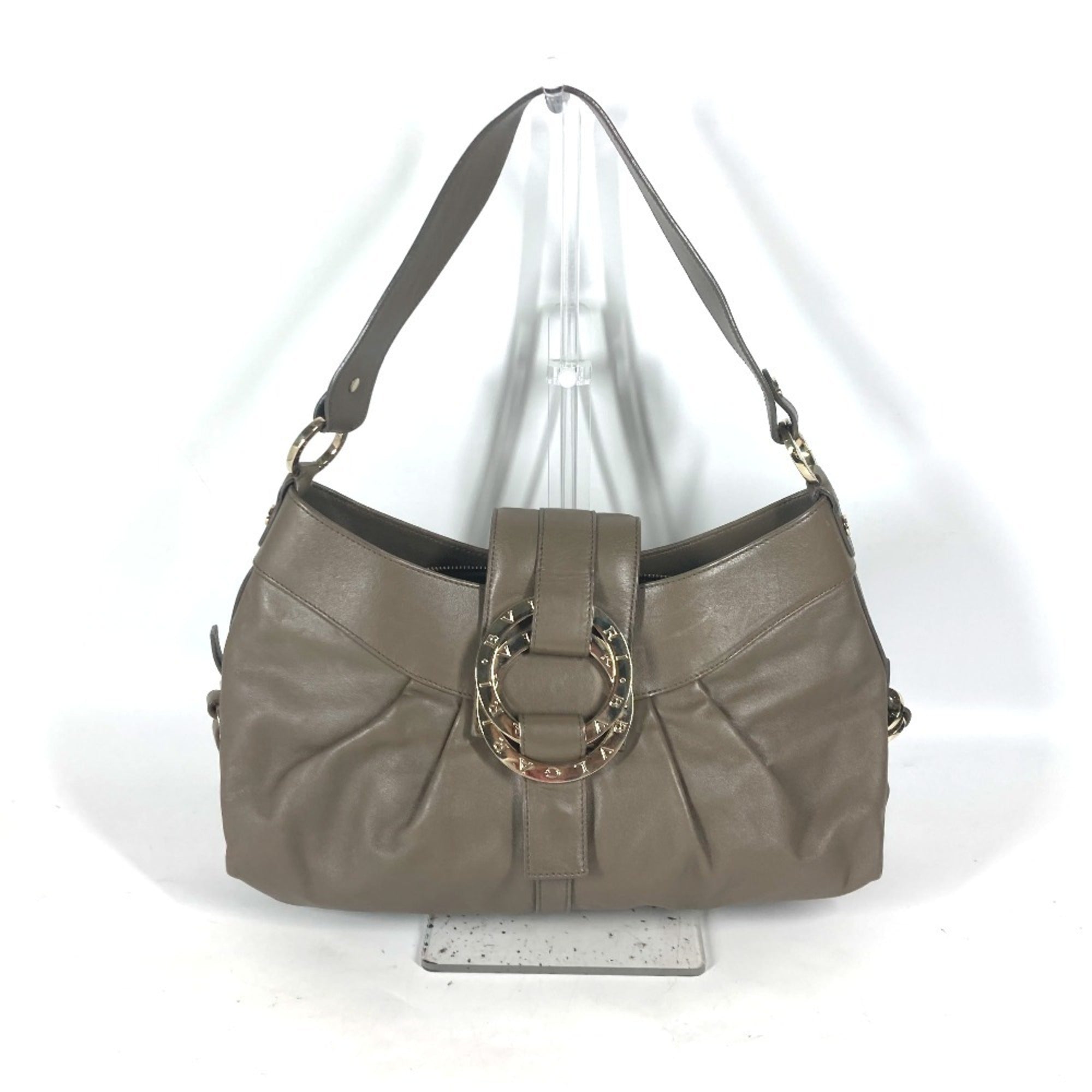 Bvlgari Gray Leather Shoulder Bag (Pre-Owned)