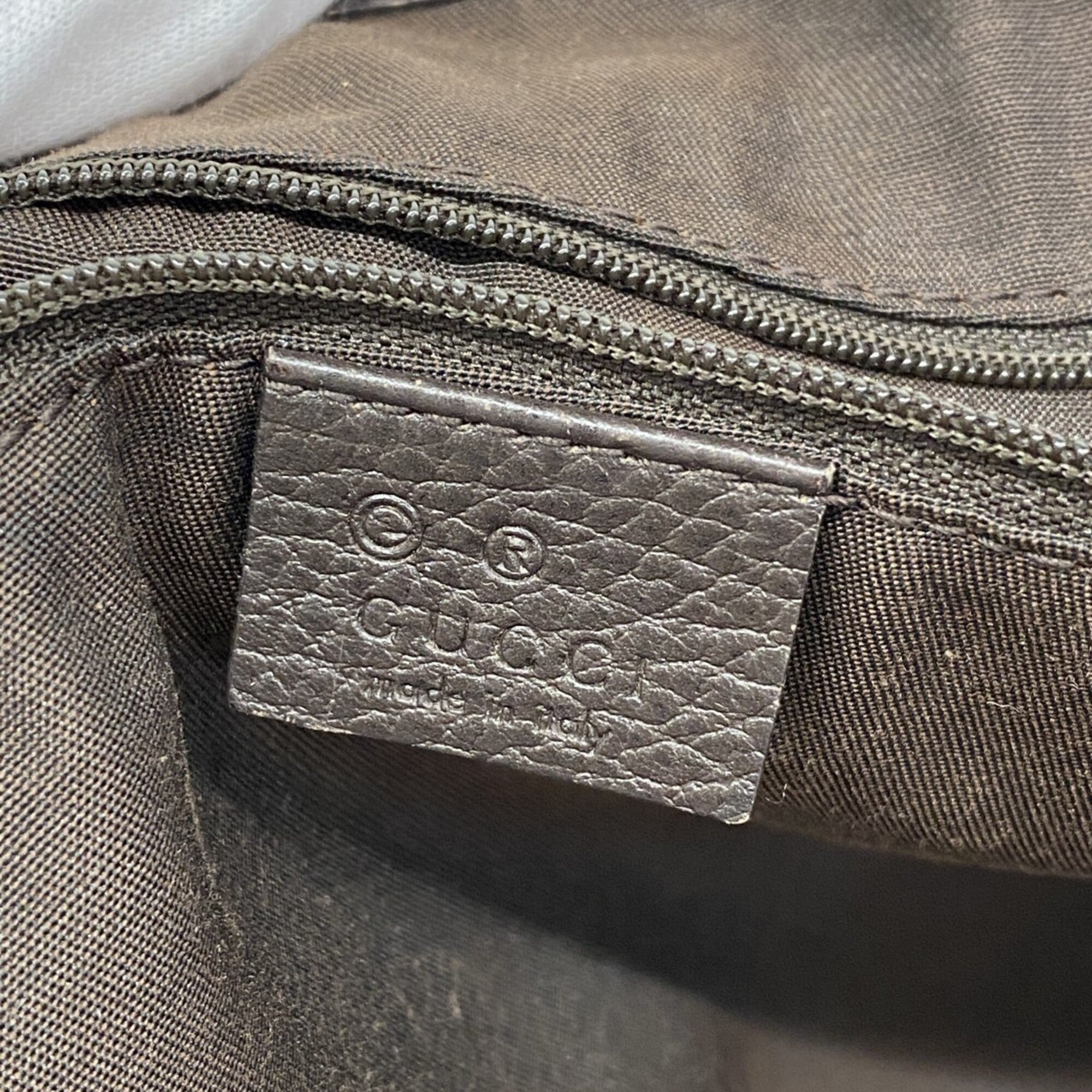 Gucci Beige Brown Coated Canvas Tote Bag (Pre-Owned)